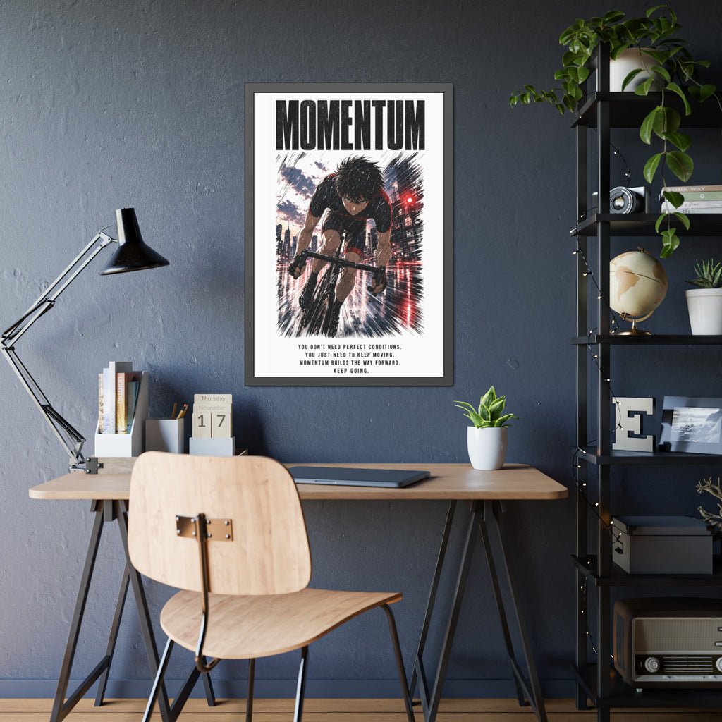Momentum Cycling Poster — Framed Inspirational Wall Art