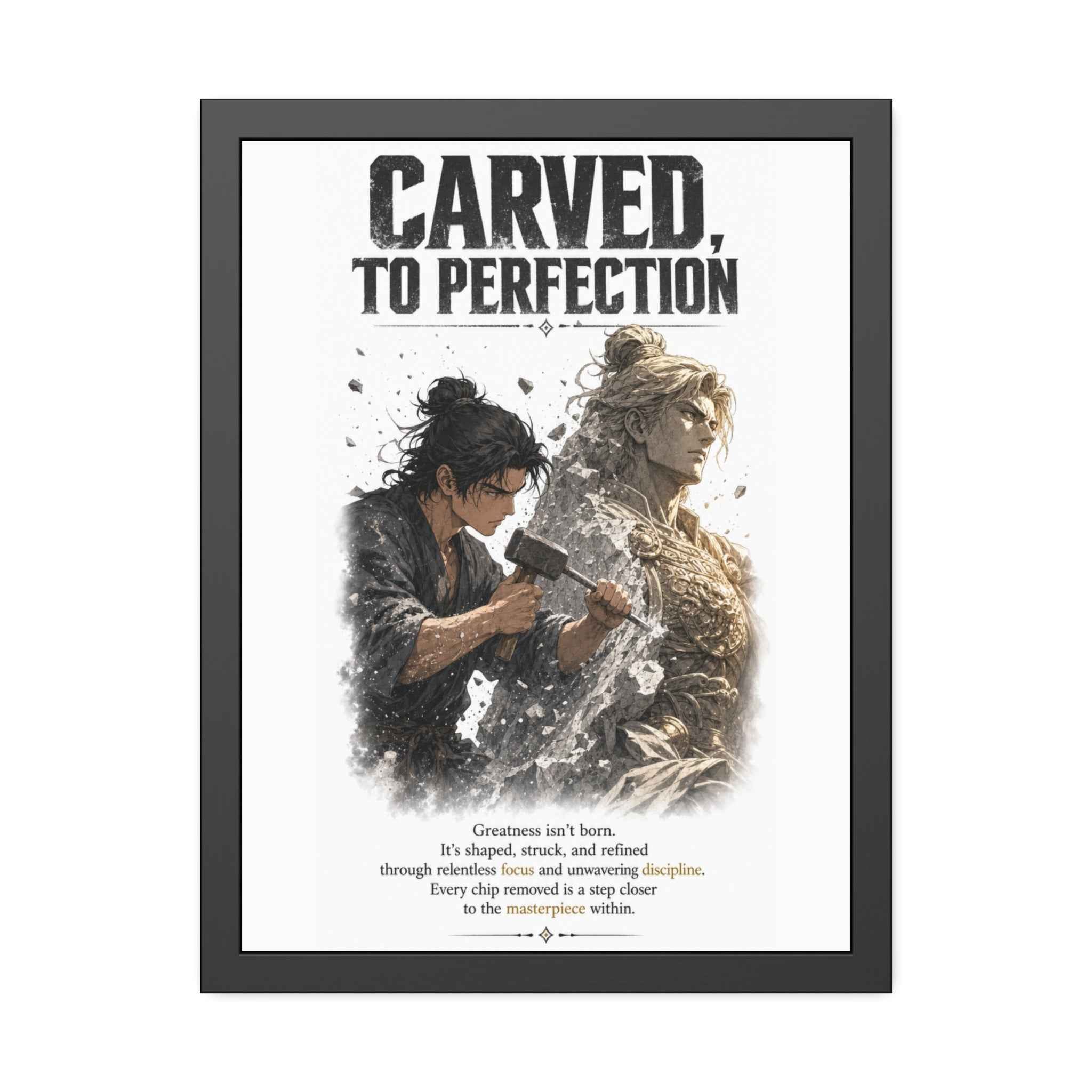 Framed Poster — "Carved to Perfection" Inspirational Sculpture Art