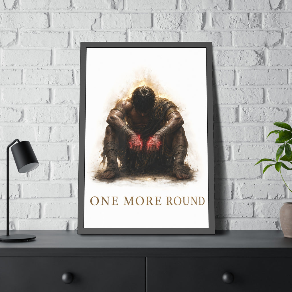 Framed Poster — "One More Round" Boxing Motivational Art