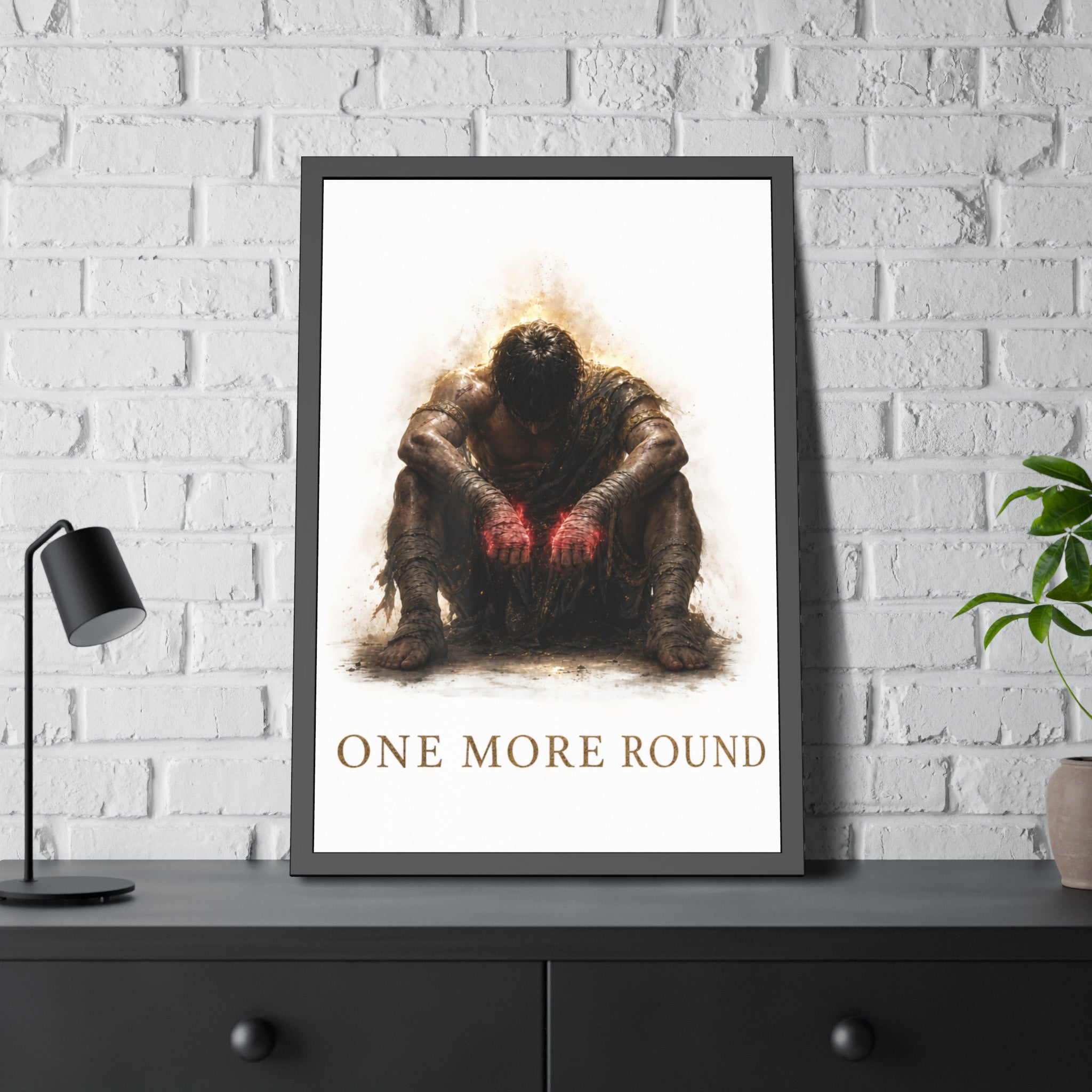 Framed Poster — "One More Round" Boxing Motivational Art