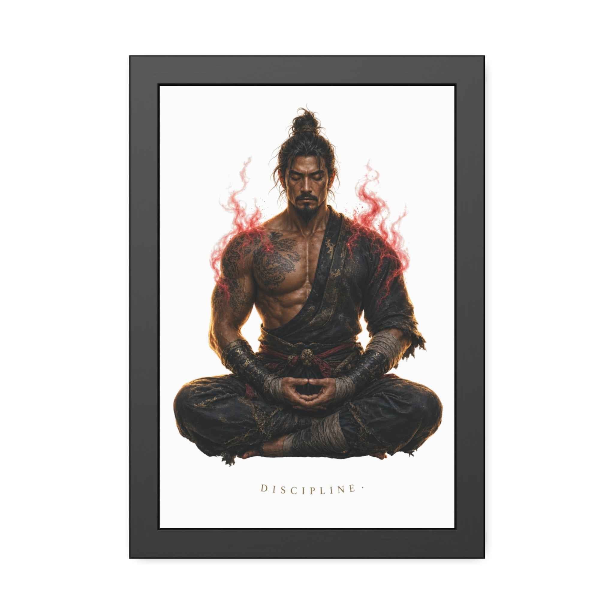 Framed Poster — 'Discipline' Meditating Samurai Art Print