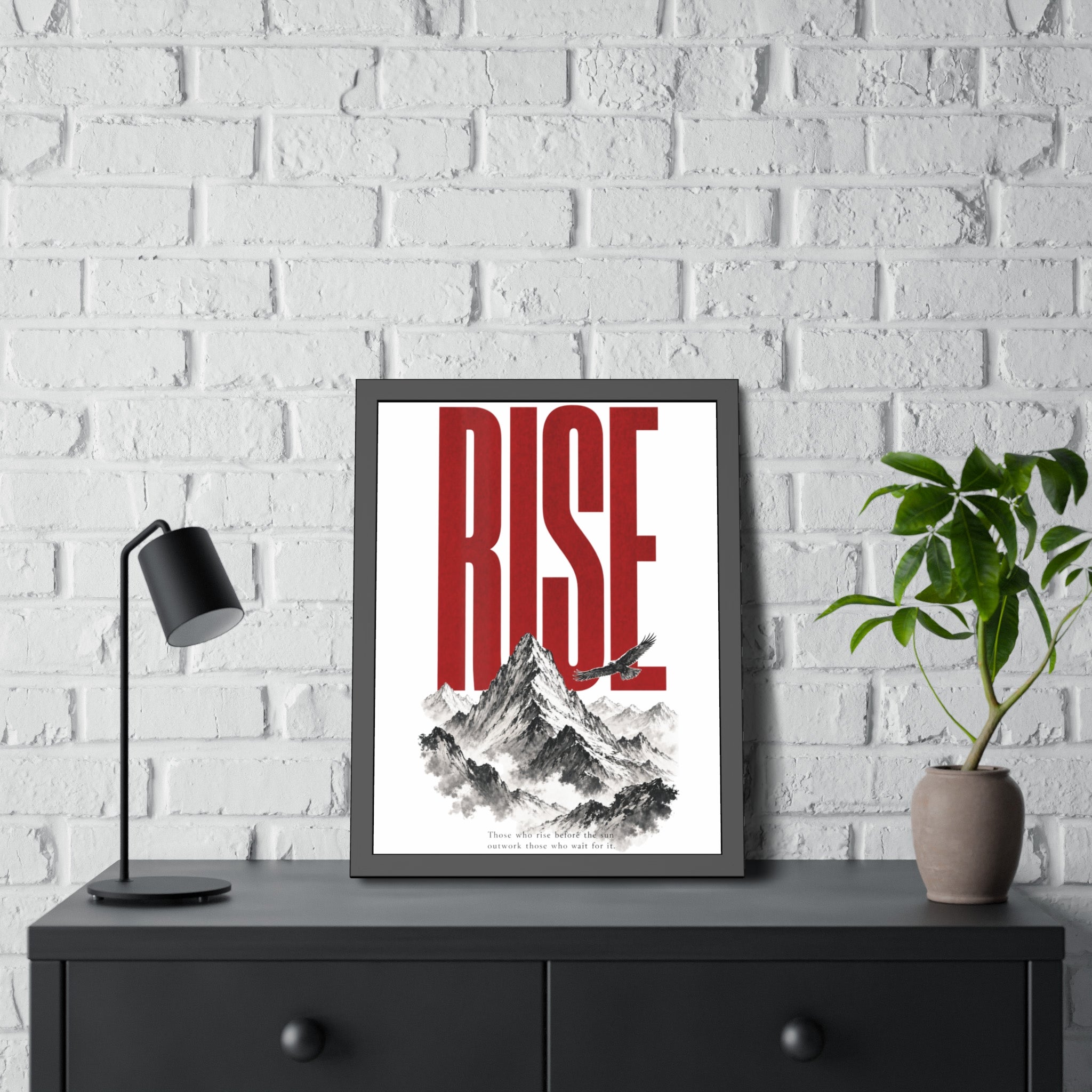 Framed Poster "RISE" Mountain Art Print