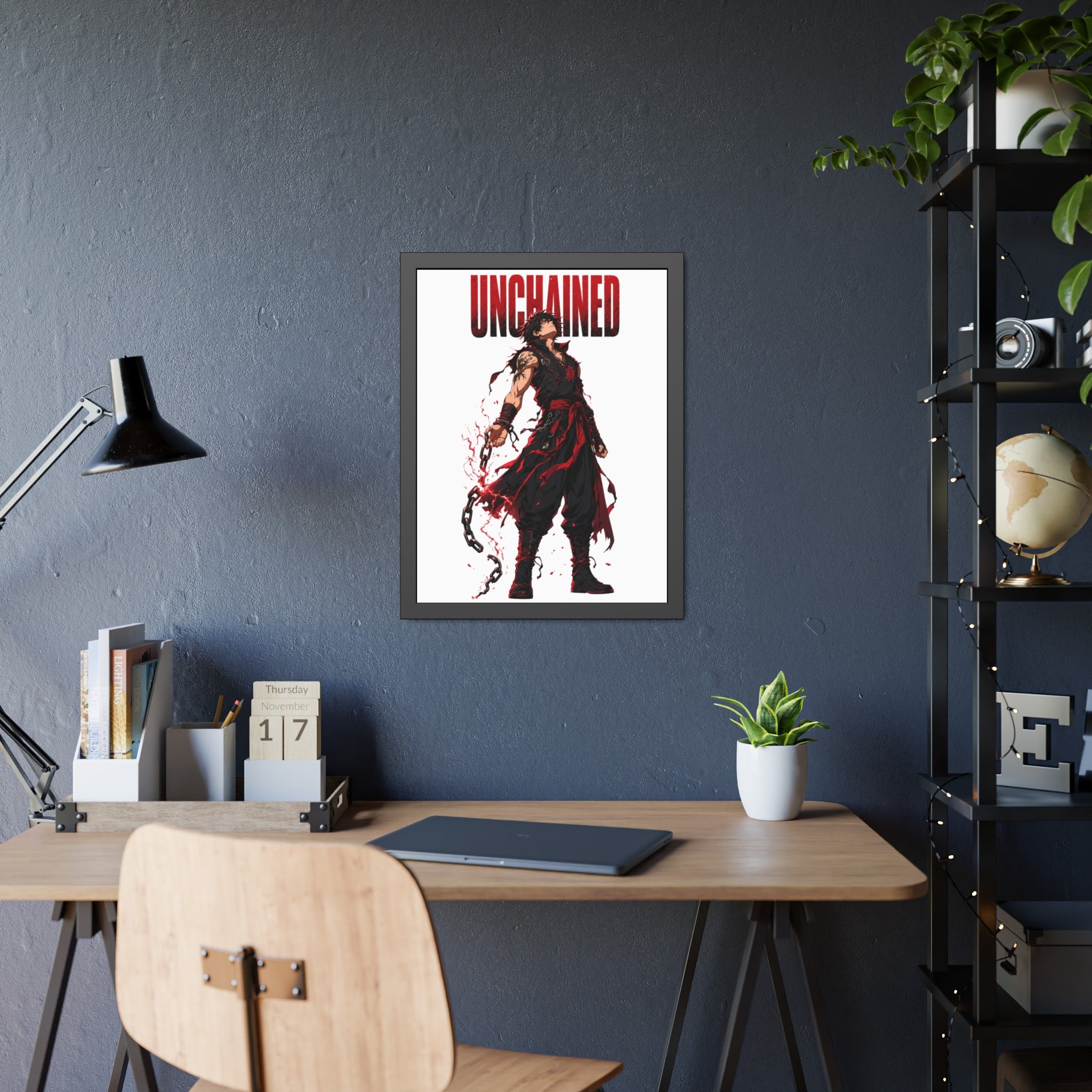 Unchained Warrior Framed Poster — Anime Fighter Wall Art