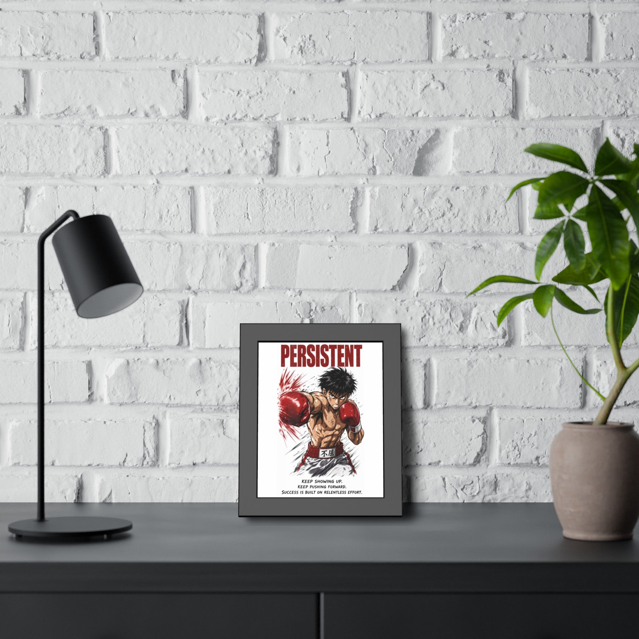Framed Poster — "Persistent" Motivational Boxing Art