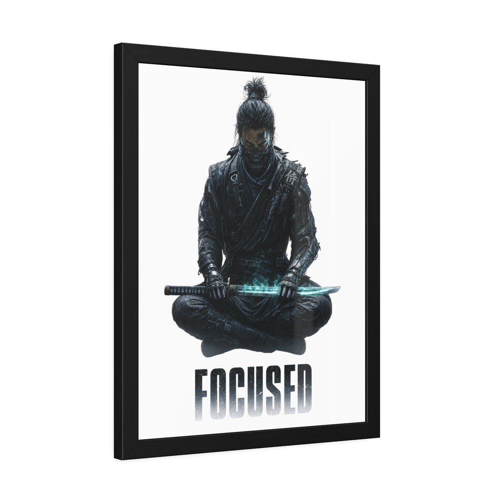 Focused Samurai Framed Poster — Motivational Wall Art