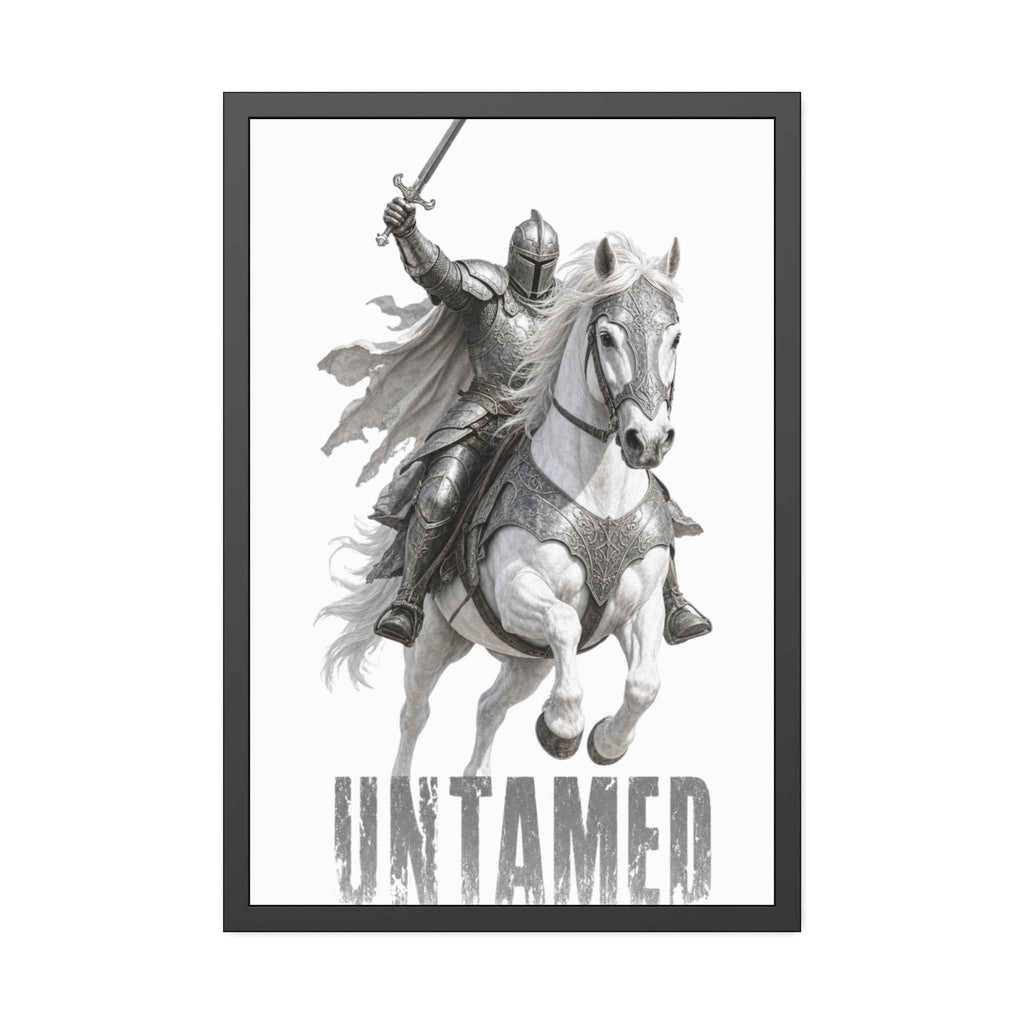 Untamed Knight Horse Framed Poster — Medieval Warrior Wall Art
