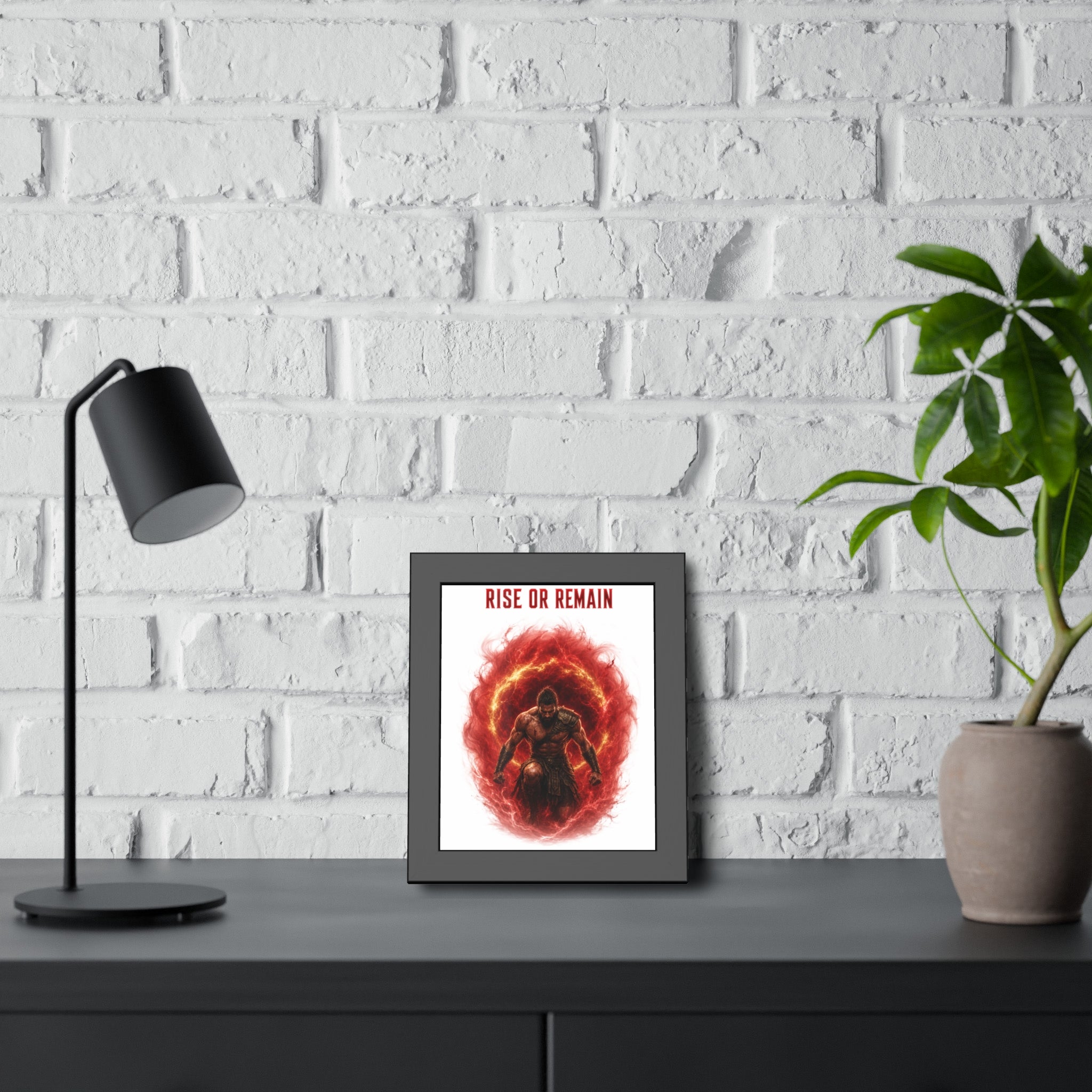 Framed Poster — "Rise or Remain" Spartan Warrior Wall Art