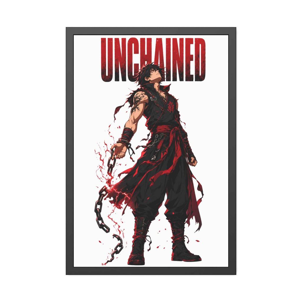 Unchained Warrior Framed Poster — Anime Fighter Wall Art