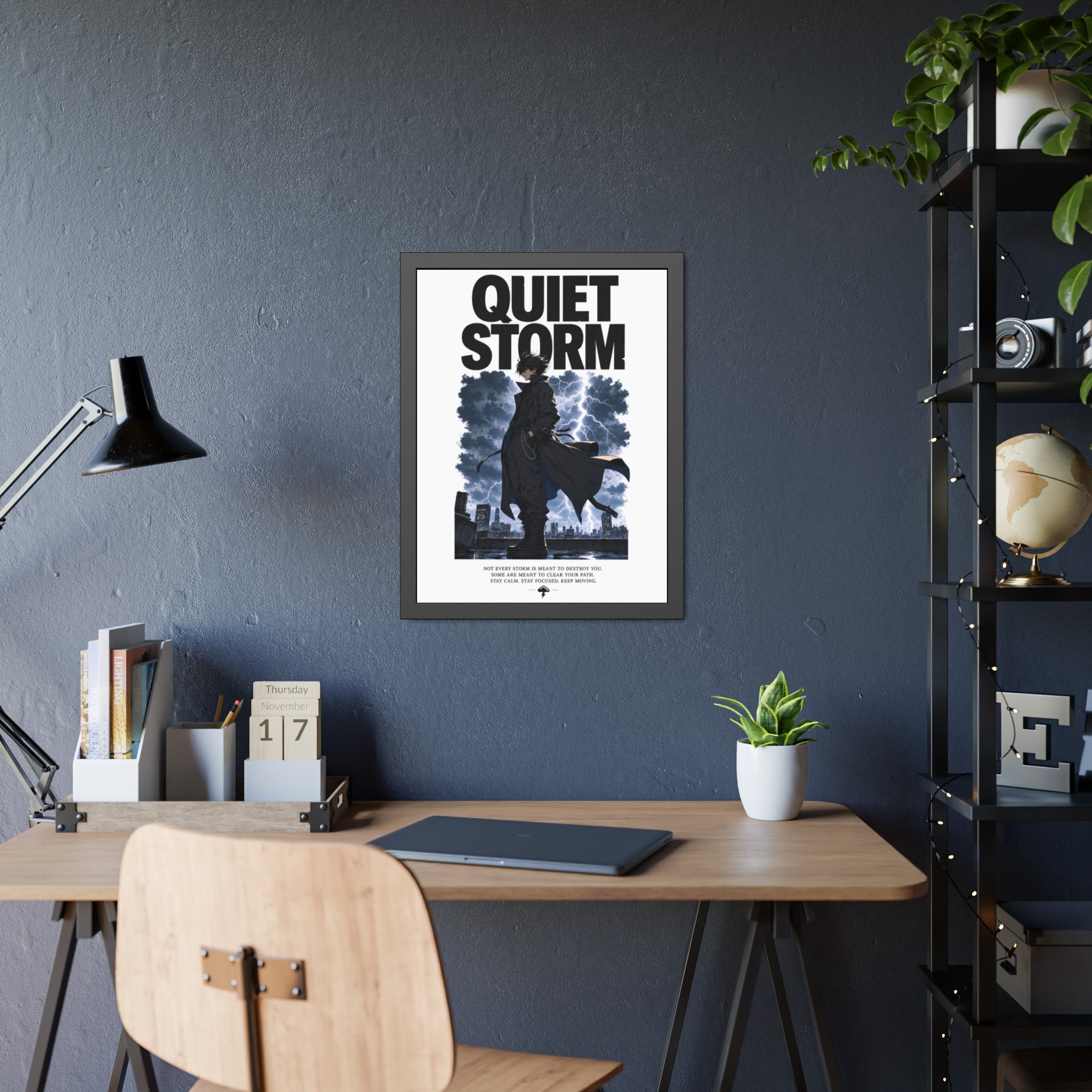 Framed Poster — "Quiet Storm" Dark Urban Lightning Art Print