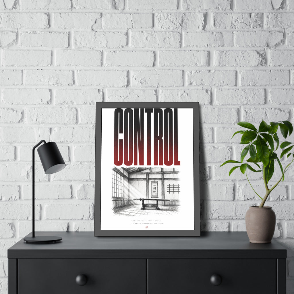 Control Framed Poster — Minimalist Japanese-Inspired Room Art Print