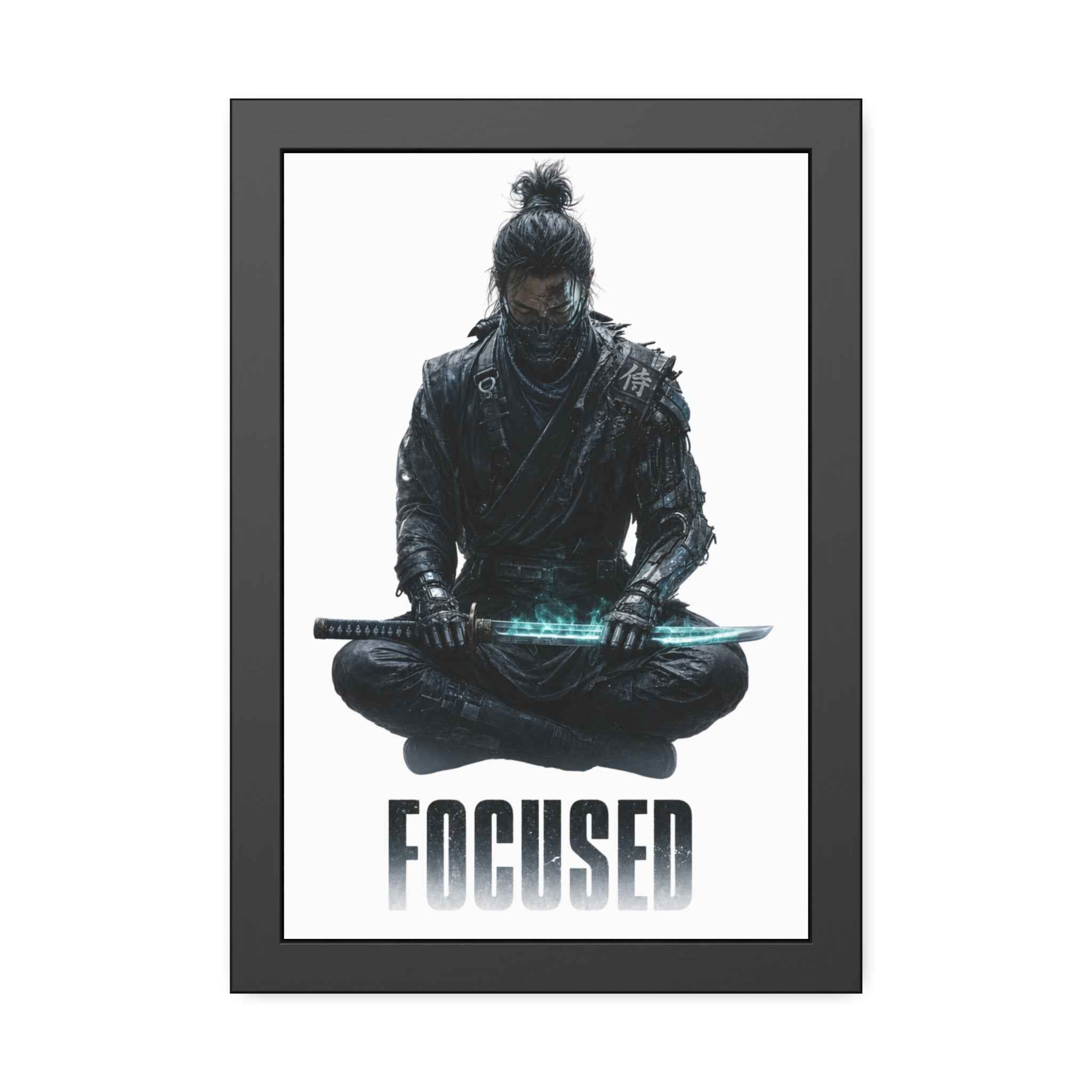 Focused Samurai Framed Poster — Motivational Wall Art