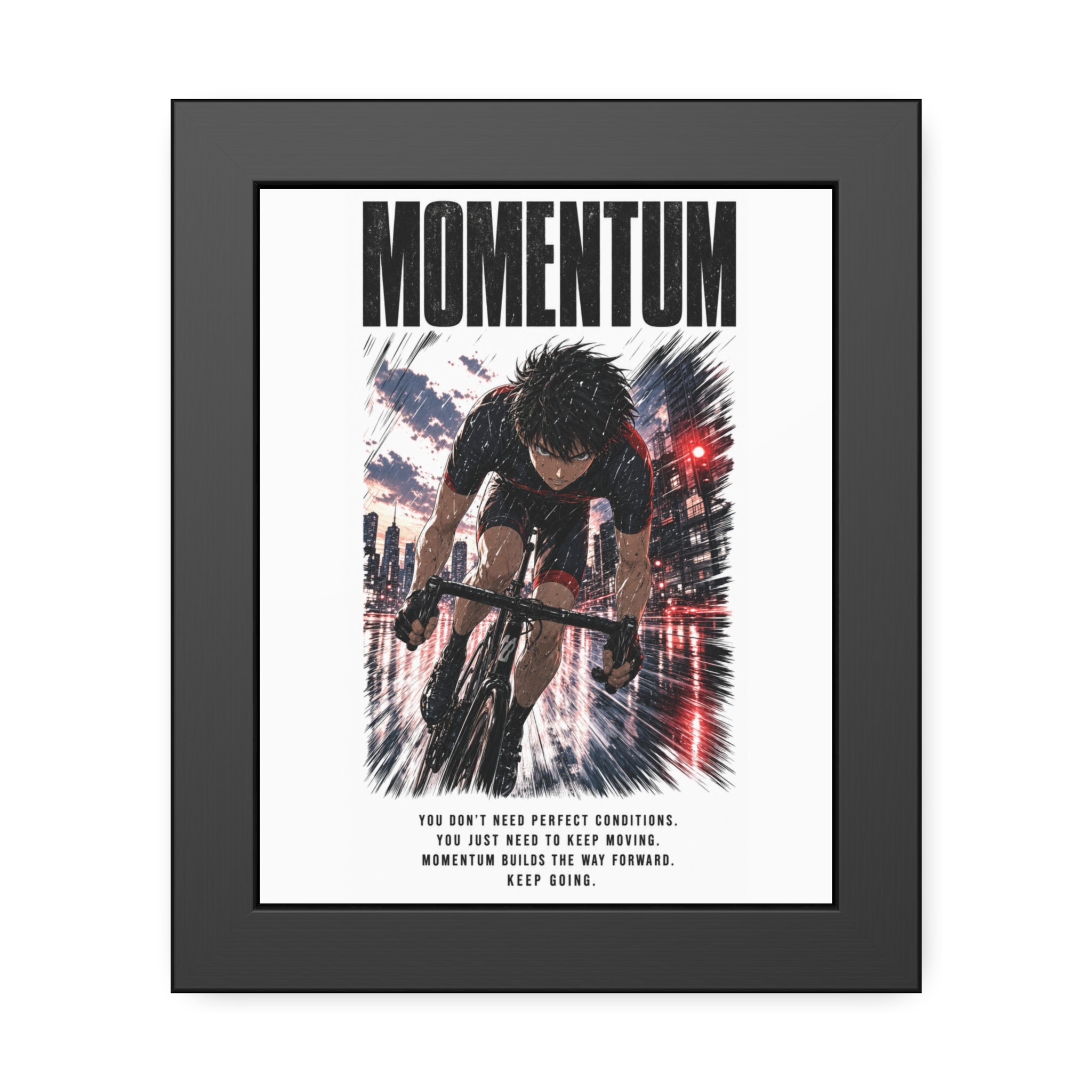 Momentum Cycling Poster — Framed Inspirational Wall Art