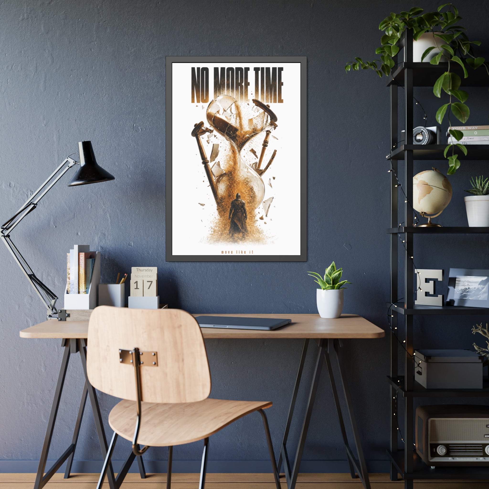 Framed Poster — "No More Time" Hourglass Art Print
