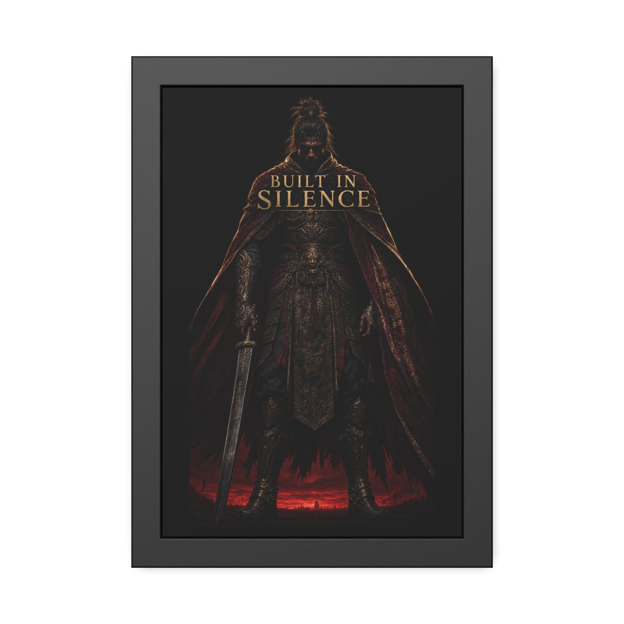 Built In Silence — Framed Poster (Dark Fantasy Knight Art)