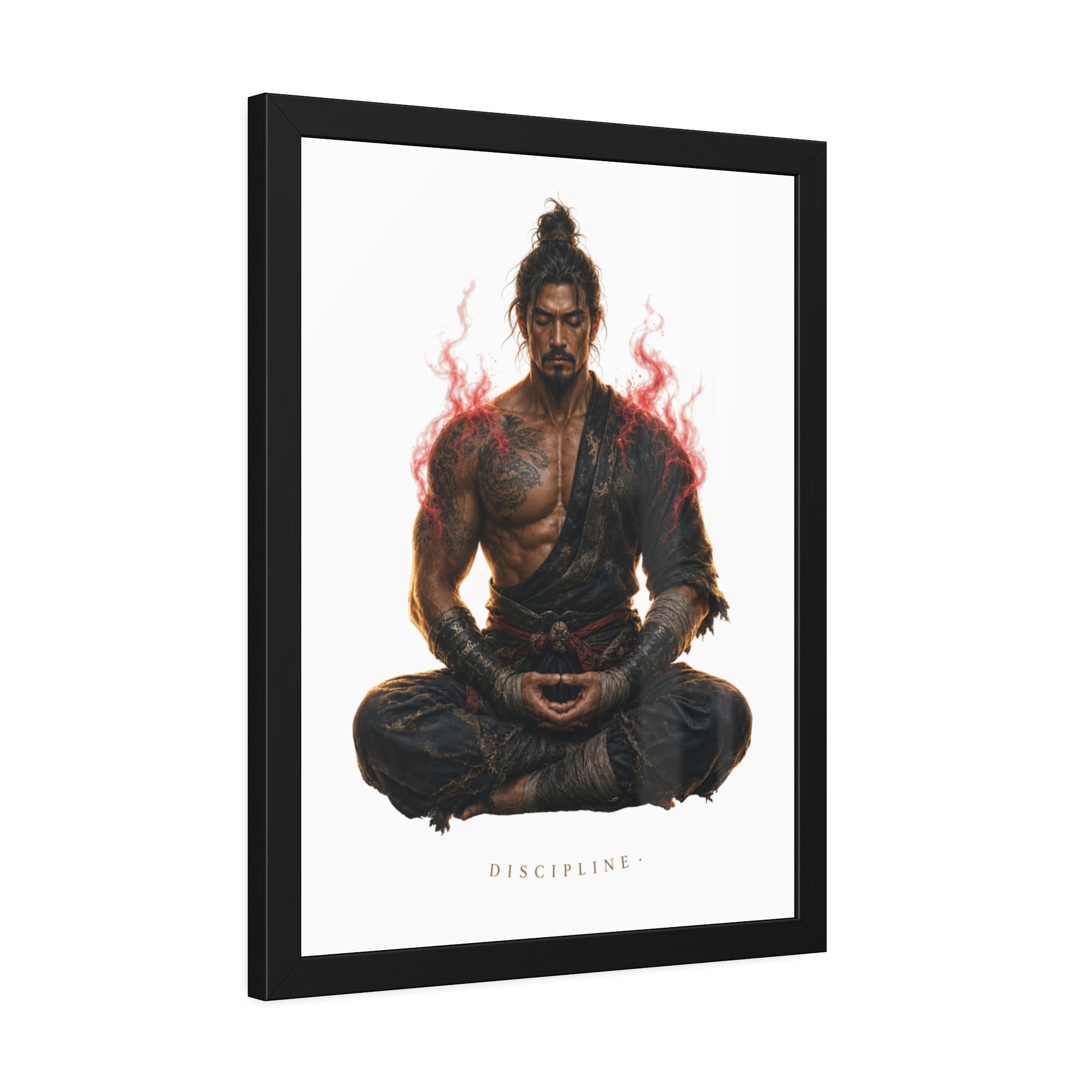 Framed Poster — 'Discipline' Meditating Samurai Art Print