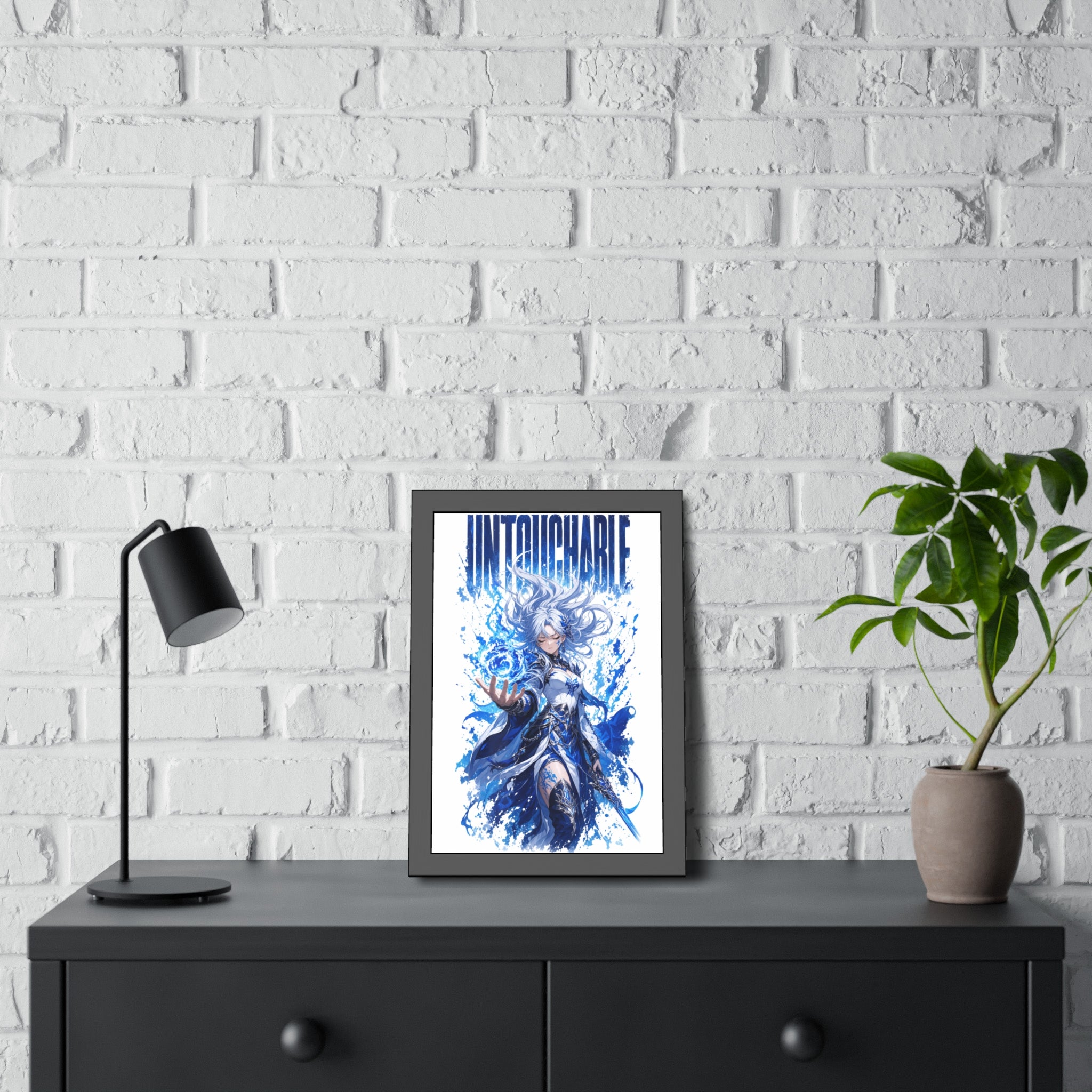 Untouchable Framed Art Poster — Blue Fantasy Sorceress Print