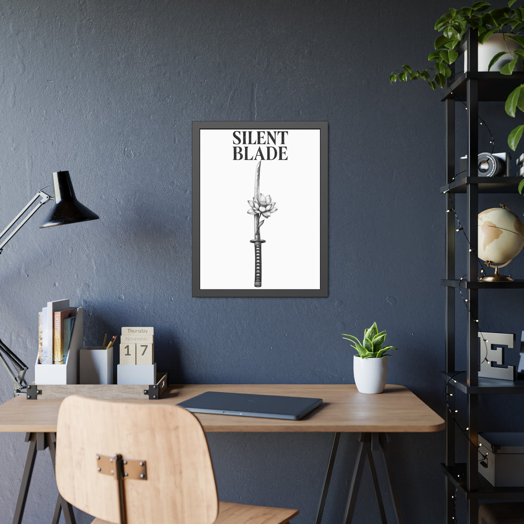Silent Blade Framed Poster — Minimalist Samurai Sword Art Print