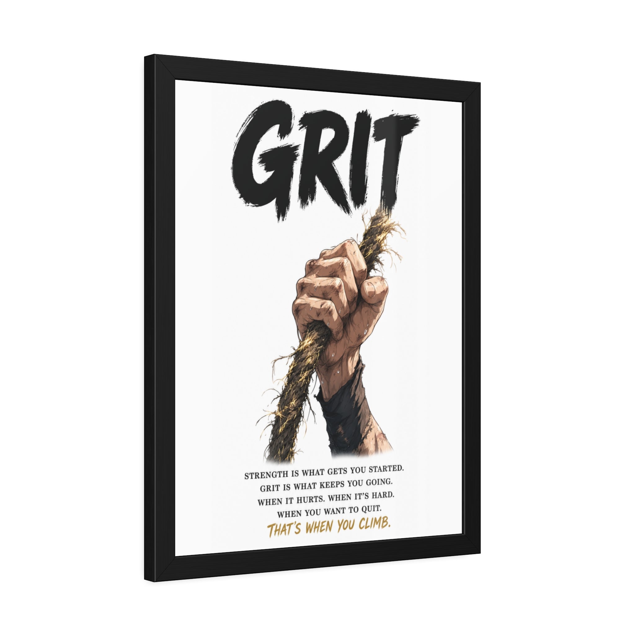 Grit Motivational Framed Poster — Inspirational Climbing Wall Art