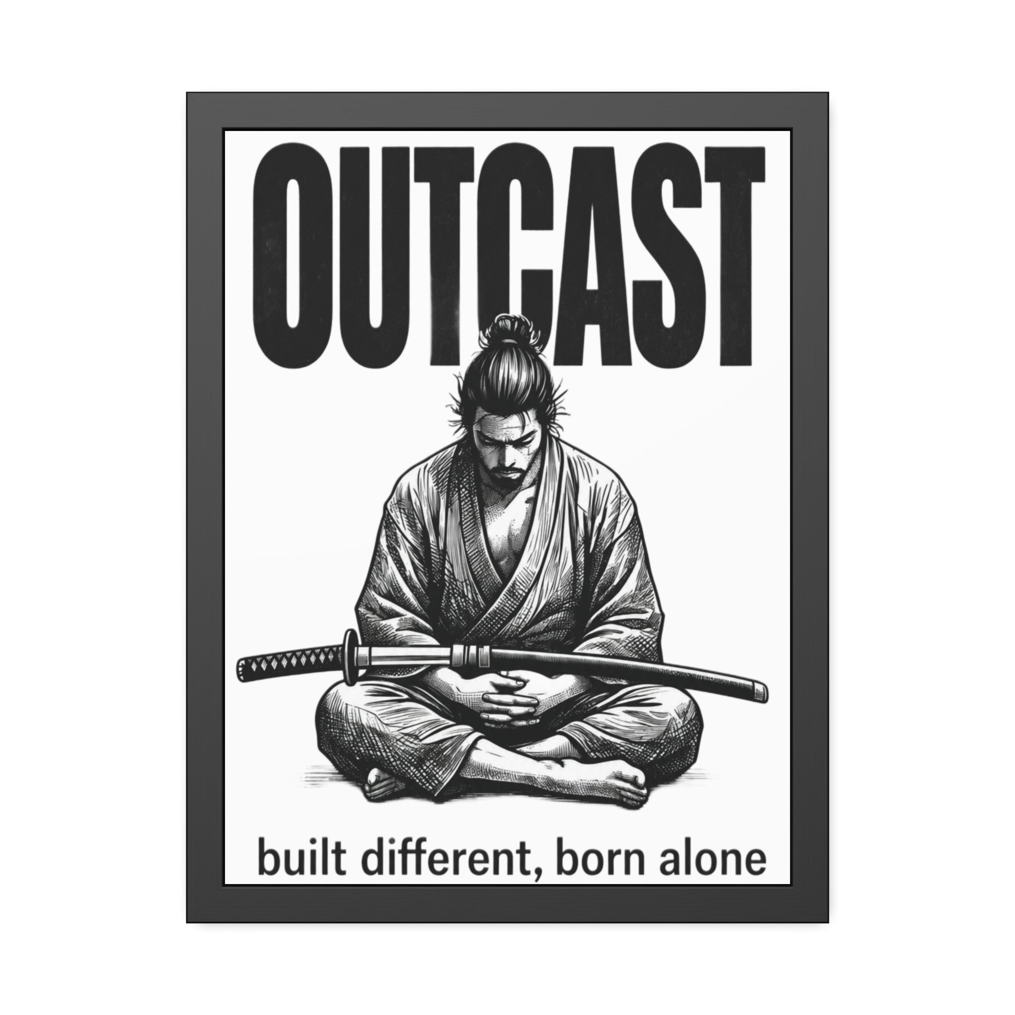 Framed Poster — OUTCAST Samurai Meditation 'built different, born alone'