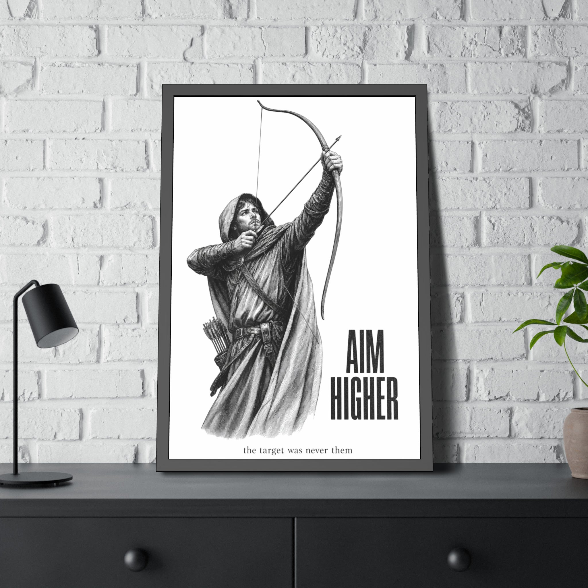 Aim Higher Framed Poster — Archer Wall Art Motivational Print