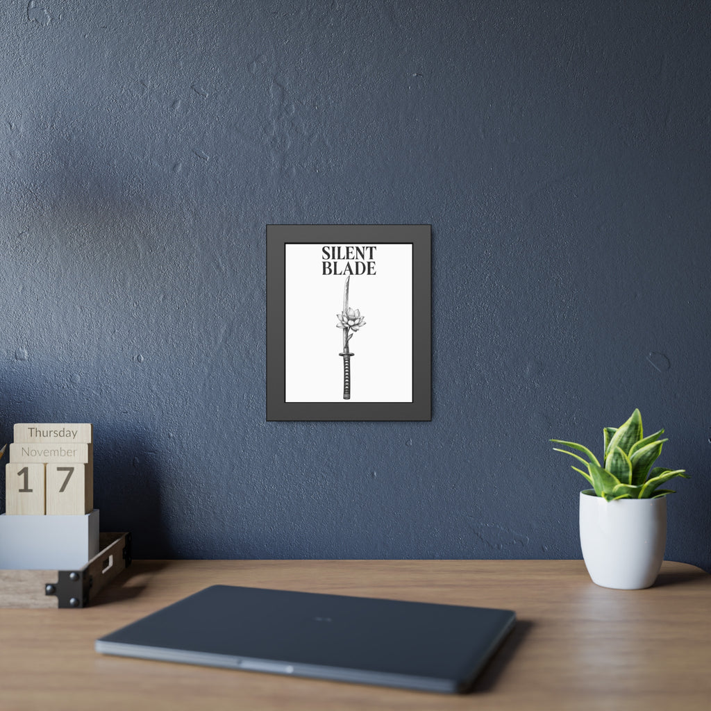 Silent Blade Framed Poster — Minimalist Samurai Sword Art Print