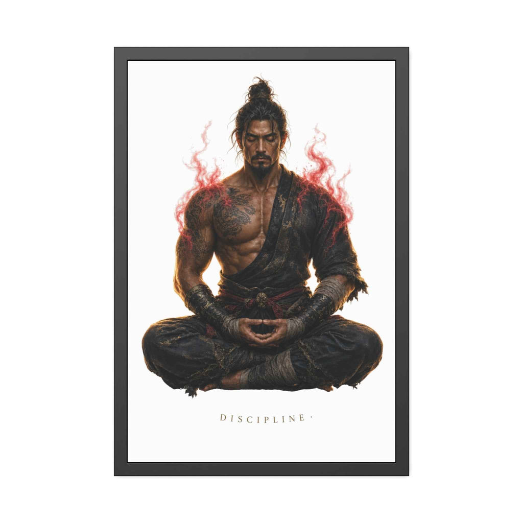 Framed Poster — 'Discipline' Meditating Samurai Art Print