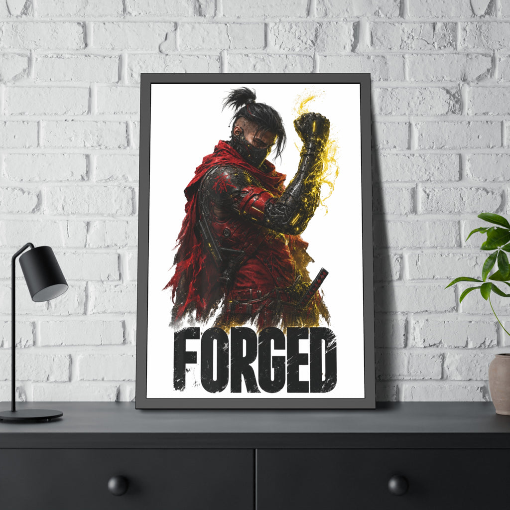 Forged Warrior Framed Poster — Samurai Fantasy Art Print