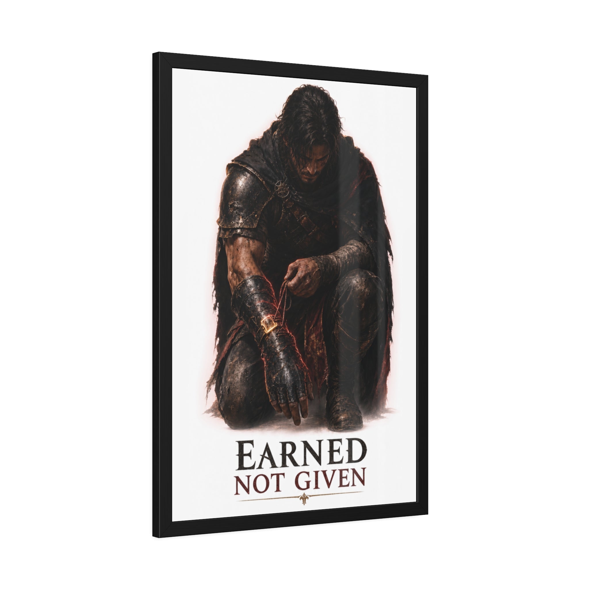 Framed Poster — "Earned Not Given" Knight Wall Art