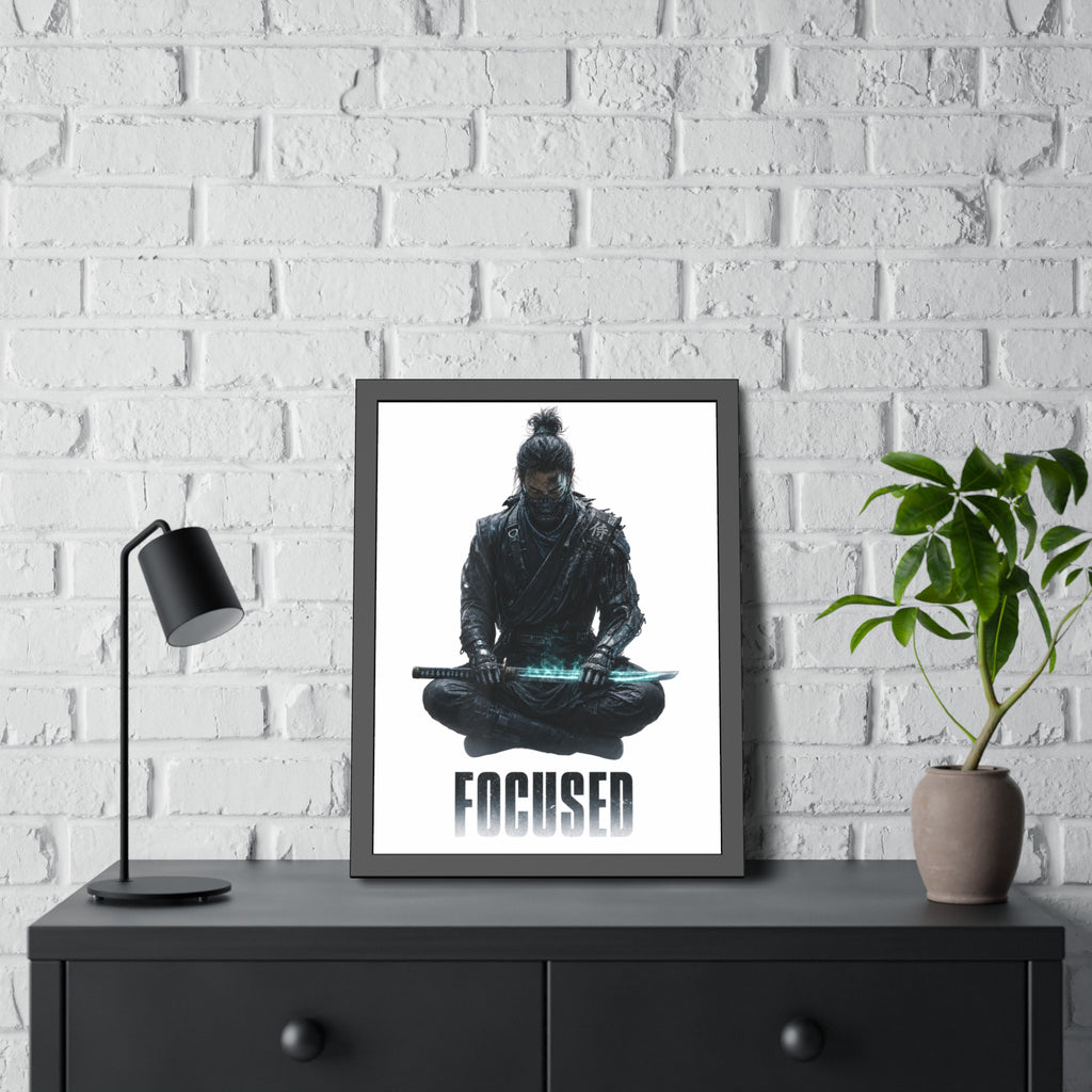 Focused Samurai Framed Poster — Motivational Wall Art