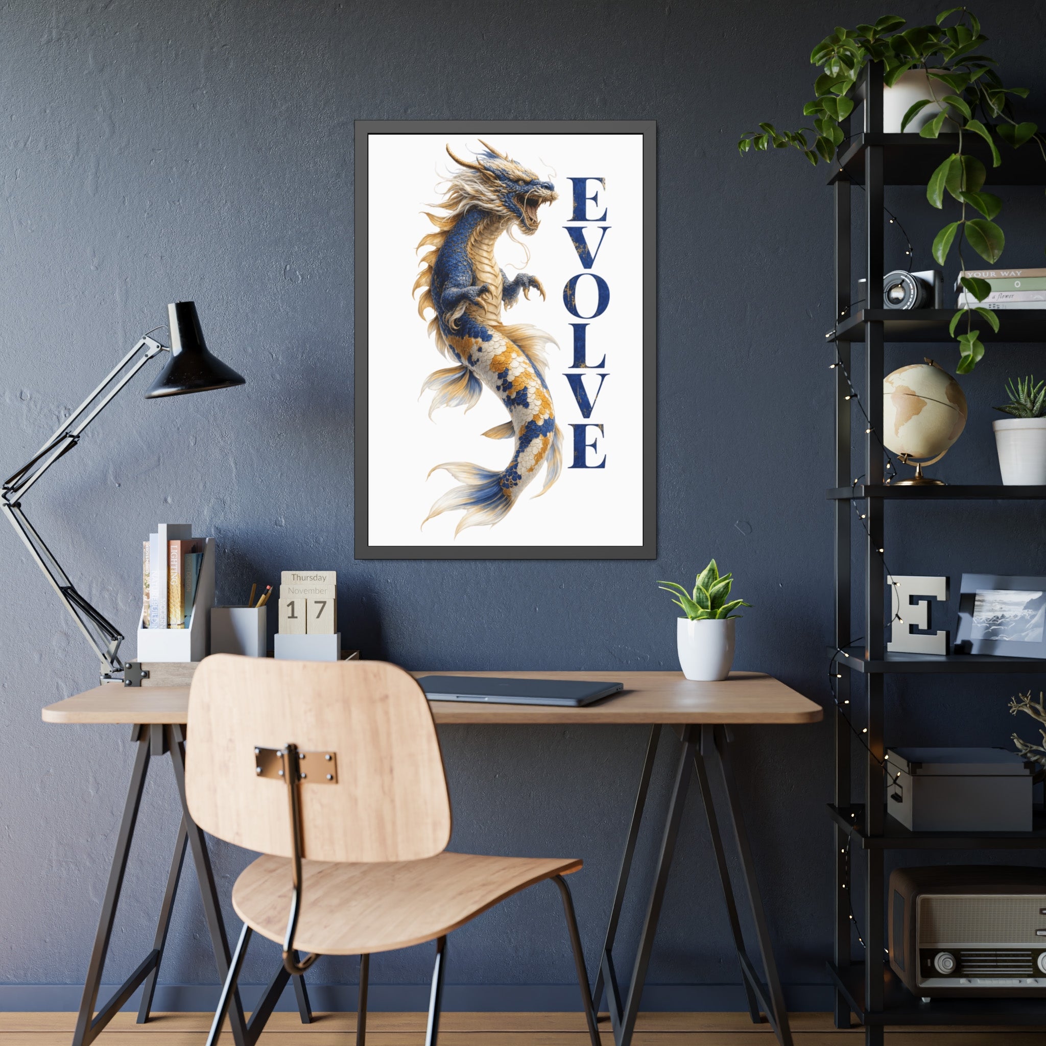 Evolve Dragon Koi Framed Poster
