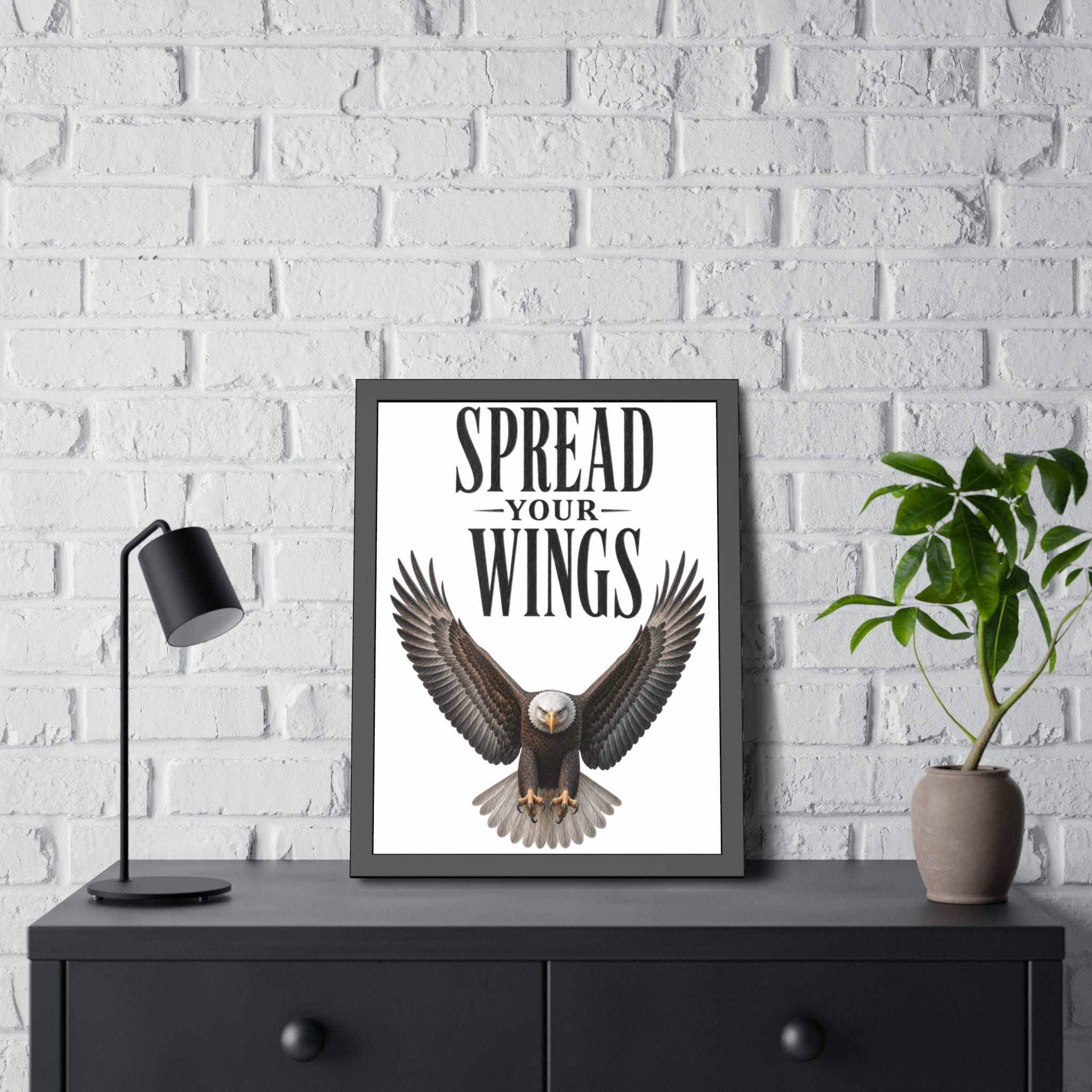 Framed Poster - "Spread Your Wings" Eagle Wall Art,