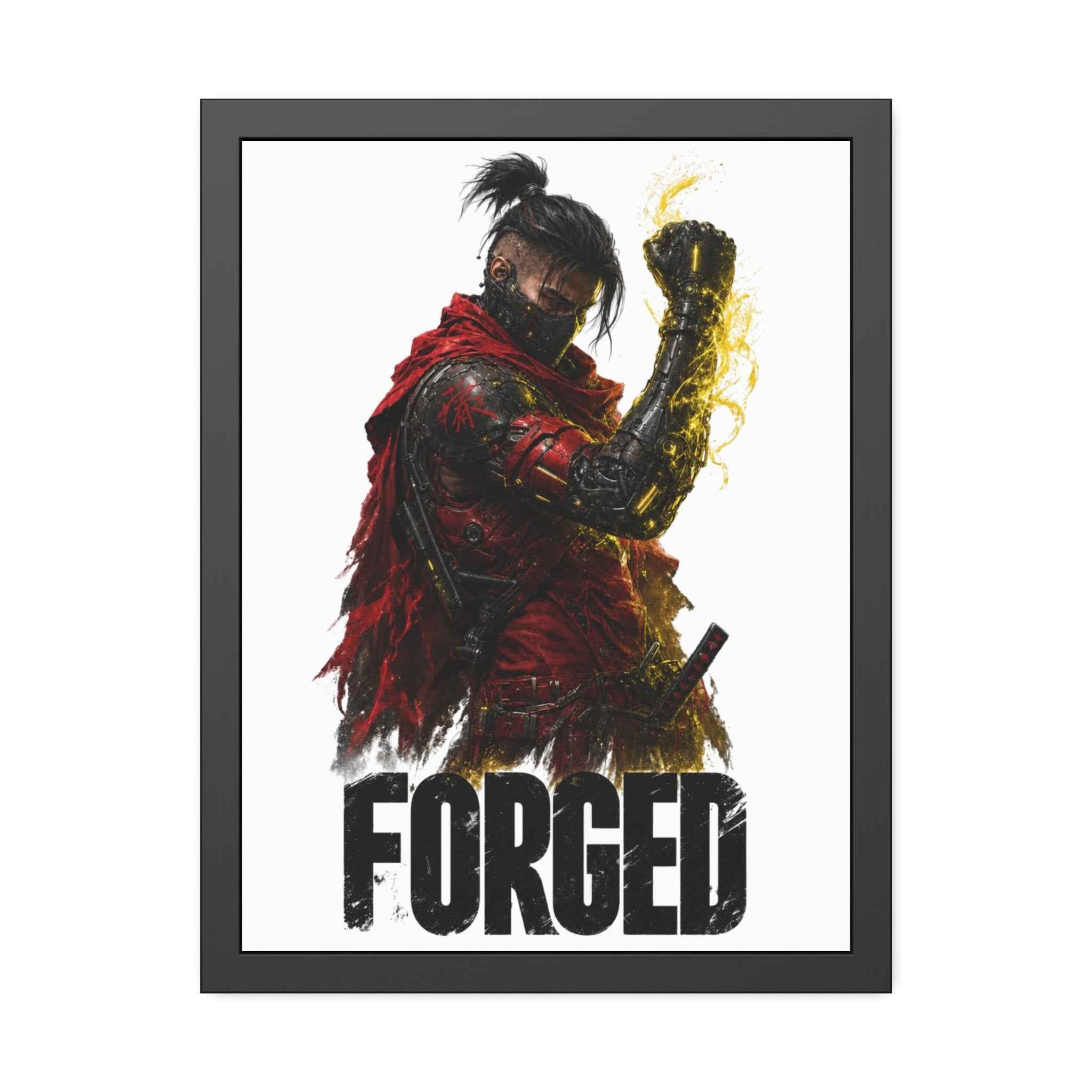 Forged Warrior Framed Poster — Samurai Fantasy Art Print