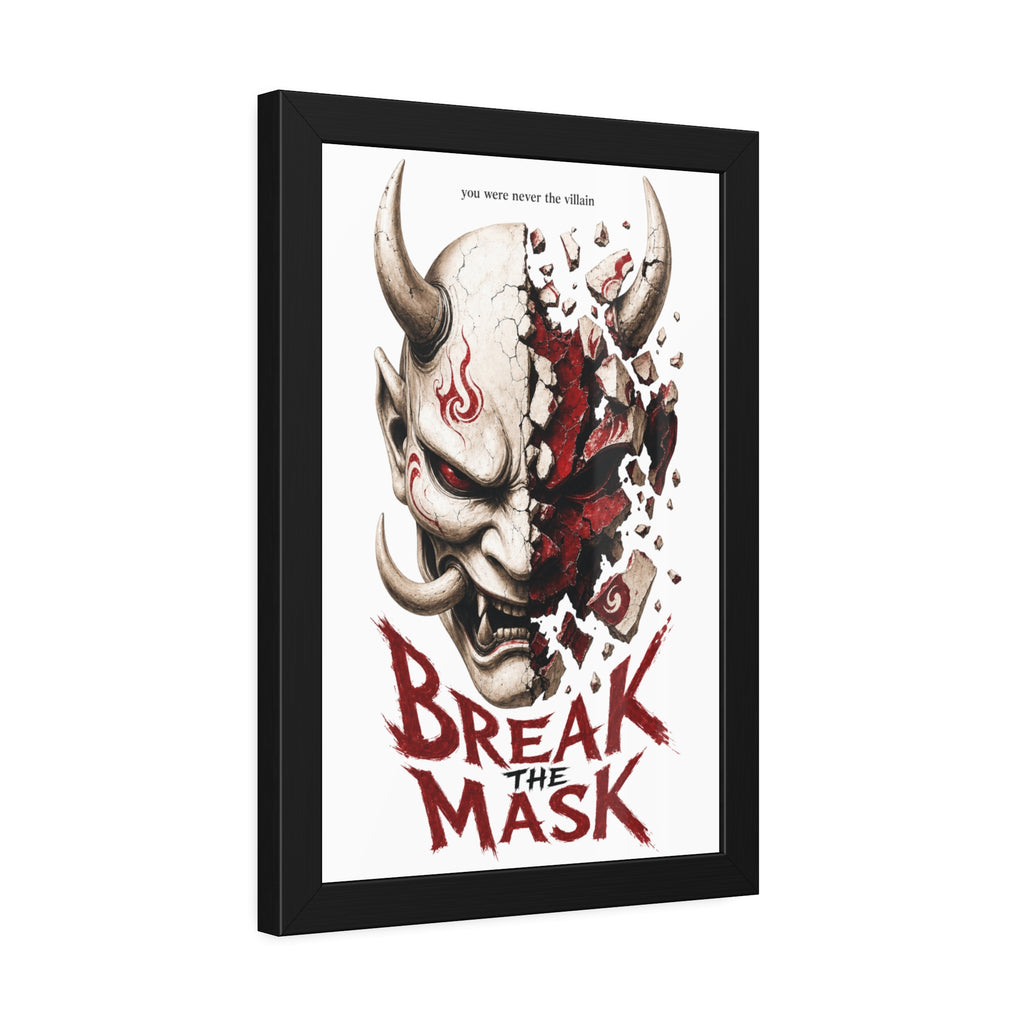 Framed Poster — 'Break the Mask' Oni Horror Art Print