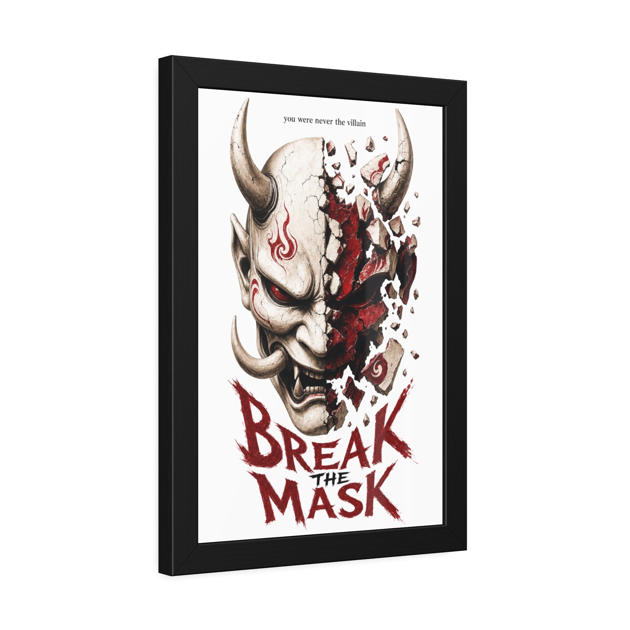 Framed Poster — 'Break the Mask' Oni Horror Art Print