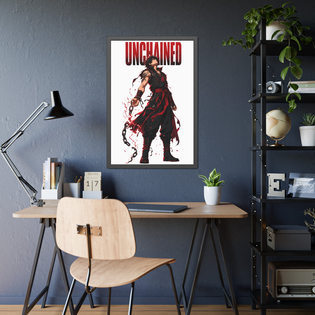 Unchained Warrior Framed Poster — Anime Fighter Wall Art