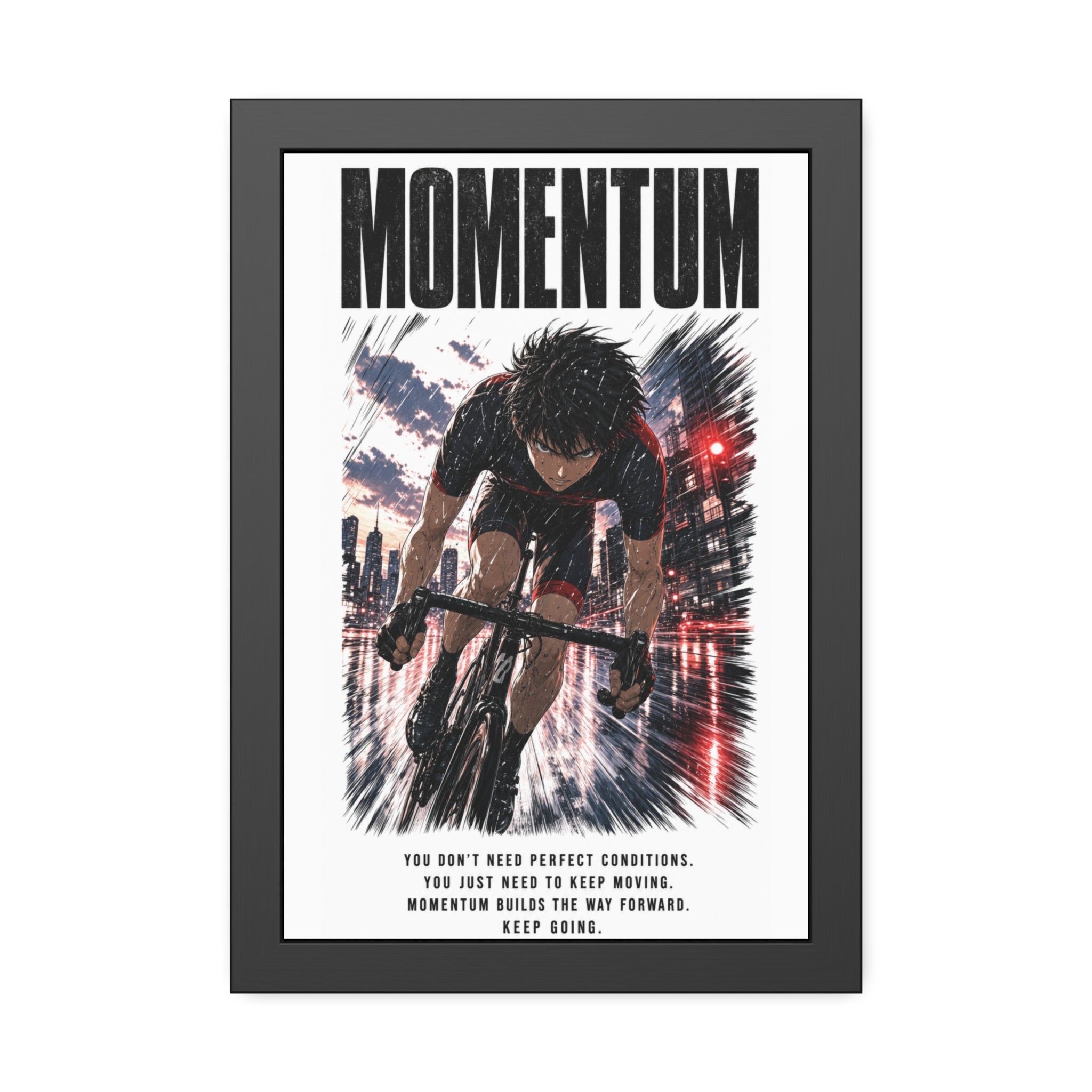 Momentum Cycling Poster — Framed Inspirational Wall Art