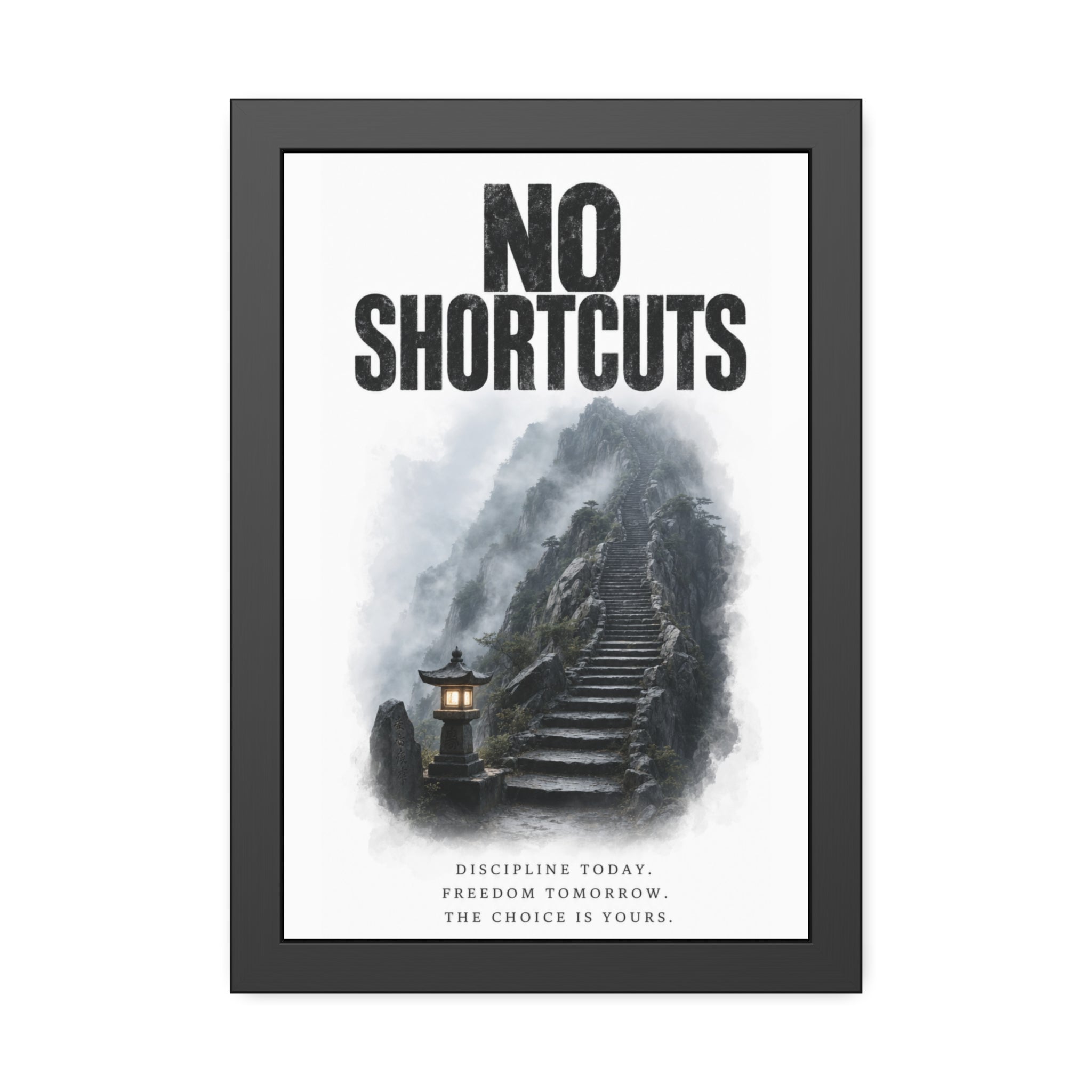 Framed Poster - "No Shortcuts" Motivational Wall Art