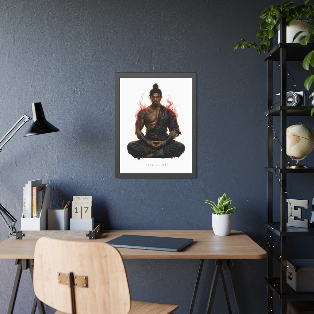 Framed Poster — 'Discipline' Meditating Samurai Art Print