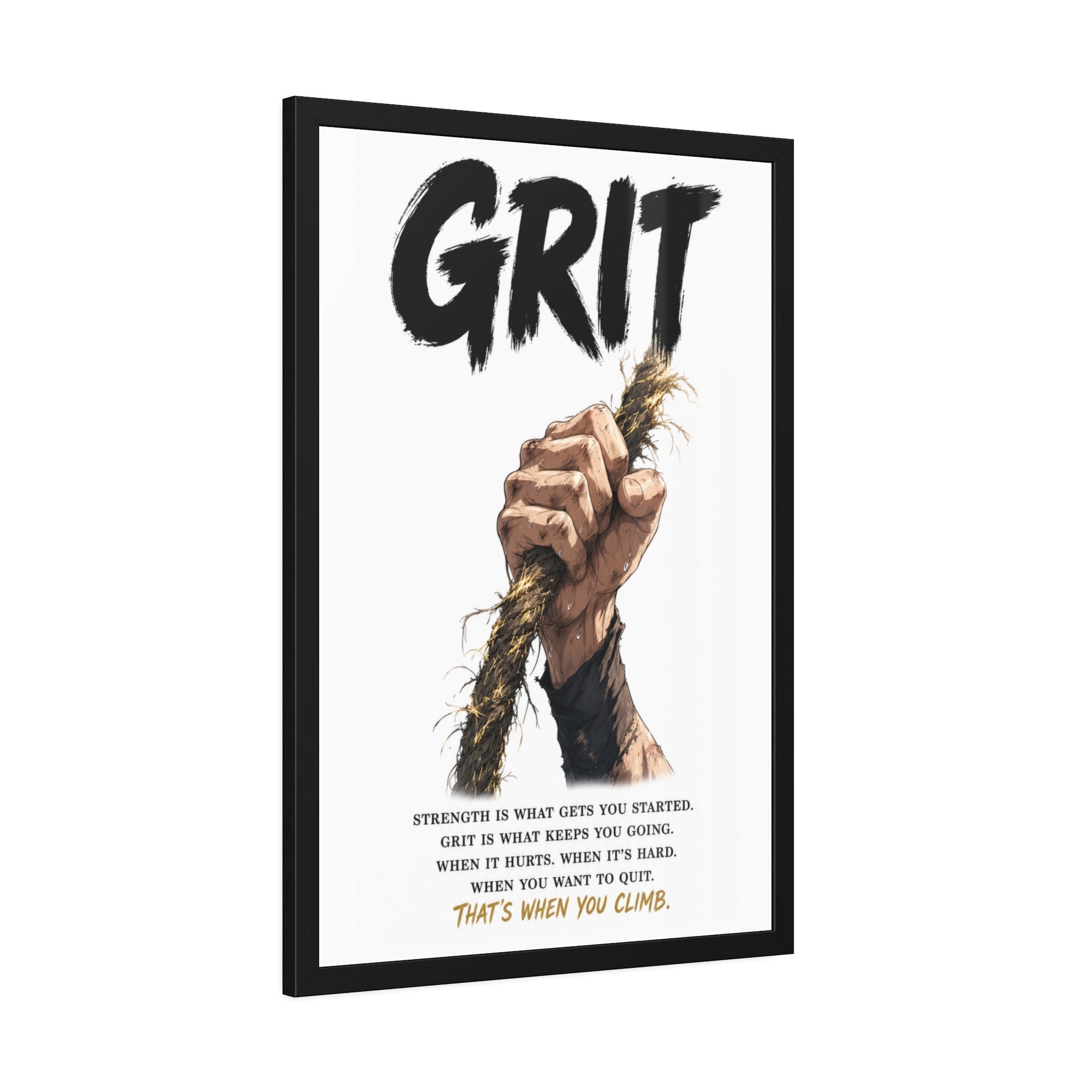 Grit Motivational Framed Poster — Inspirational Climbing Wall Art