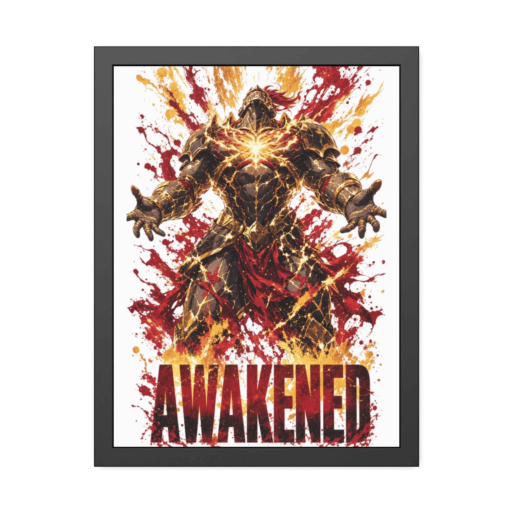 Awakened Fantasy Art Framed Poster — Fiery Hero Wall Print