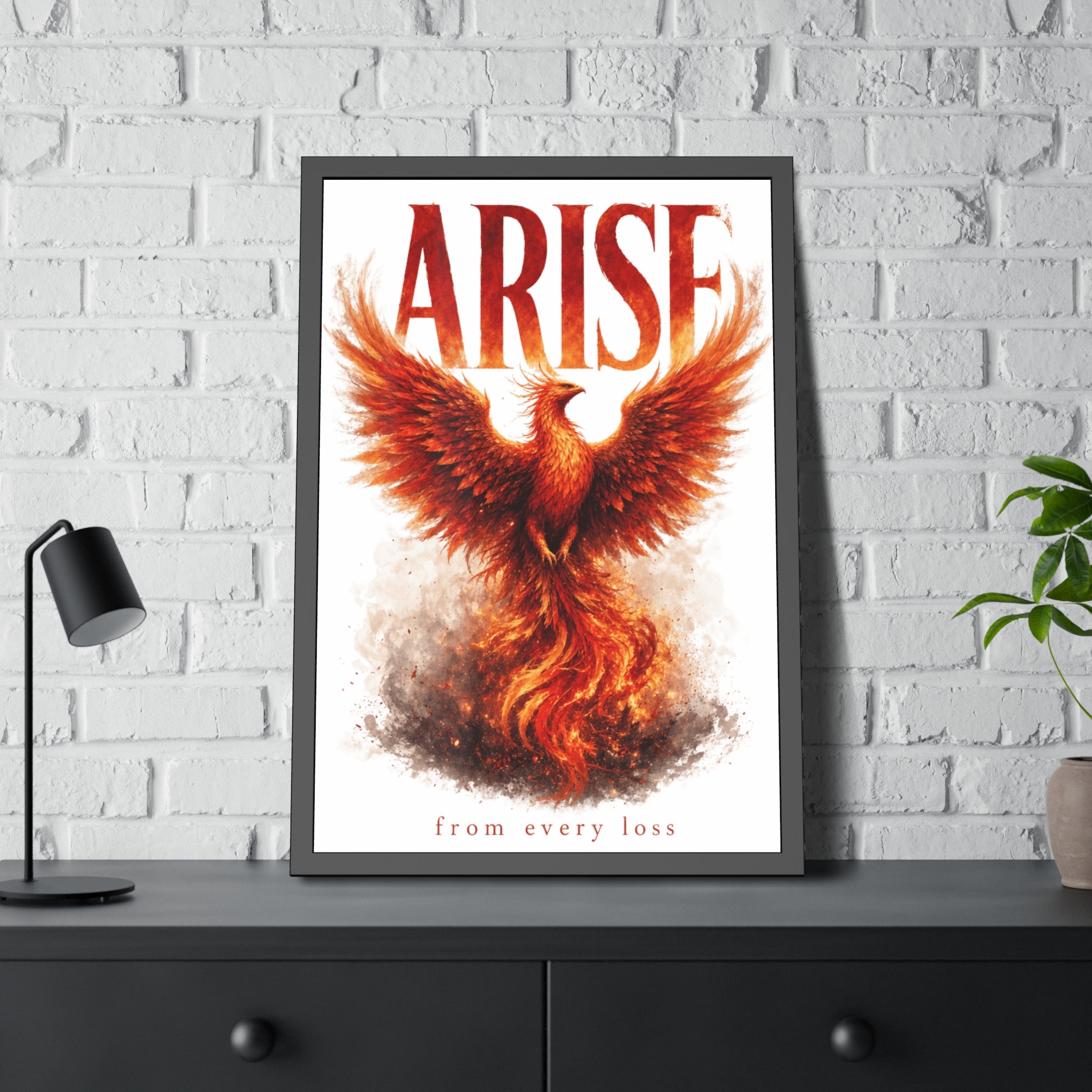 Framed Poster — "ARISE" Phoenix Art Print (Inspirational Wall Decor)