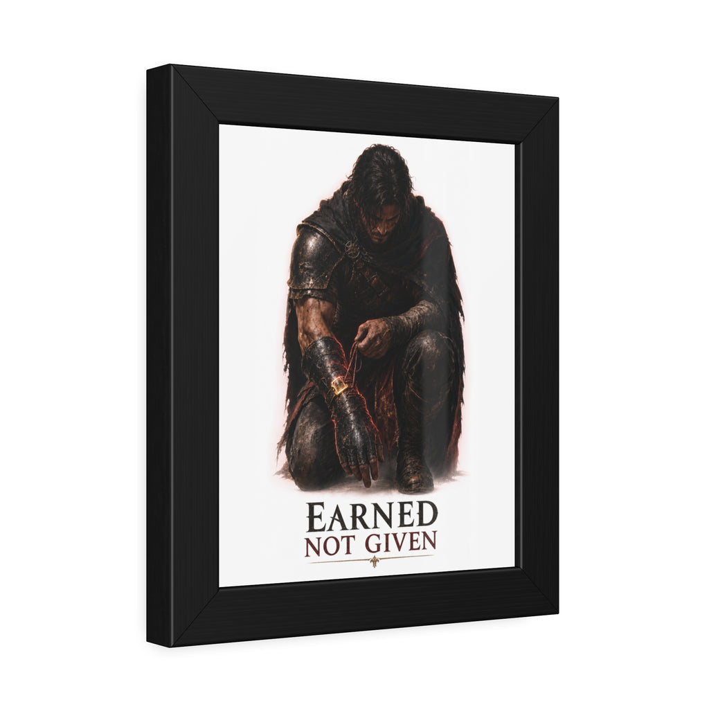 Framed Poster — "Earned Not Given" Knight Wall Art