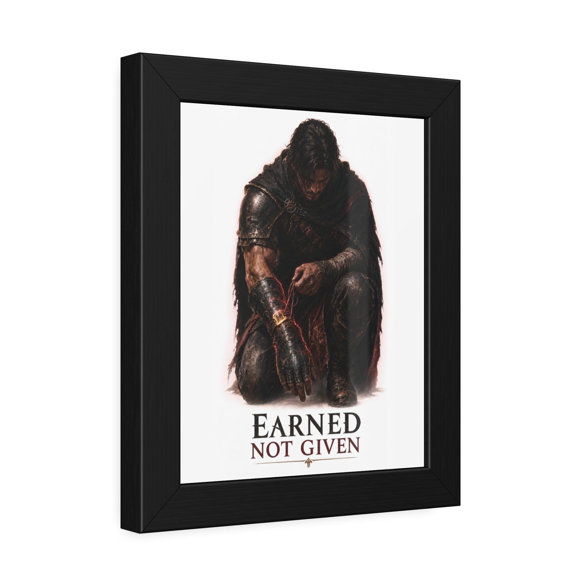 Framed Poster — "Earned Not Given" Knight Wall Art