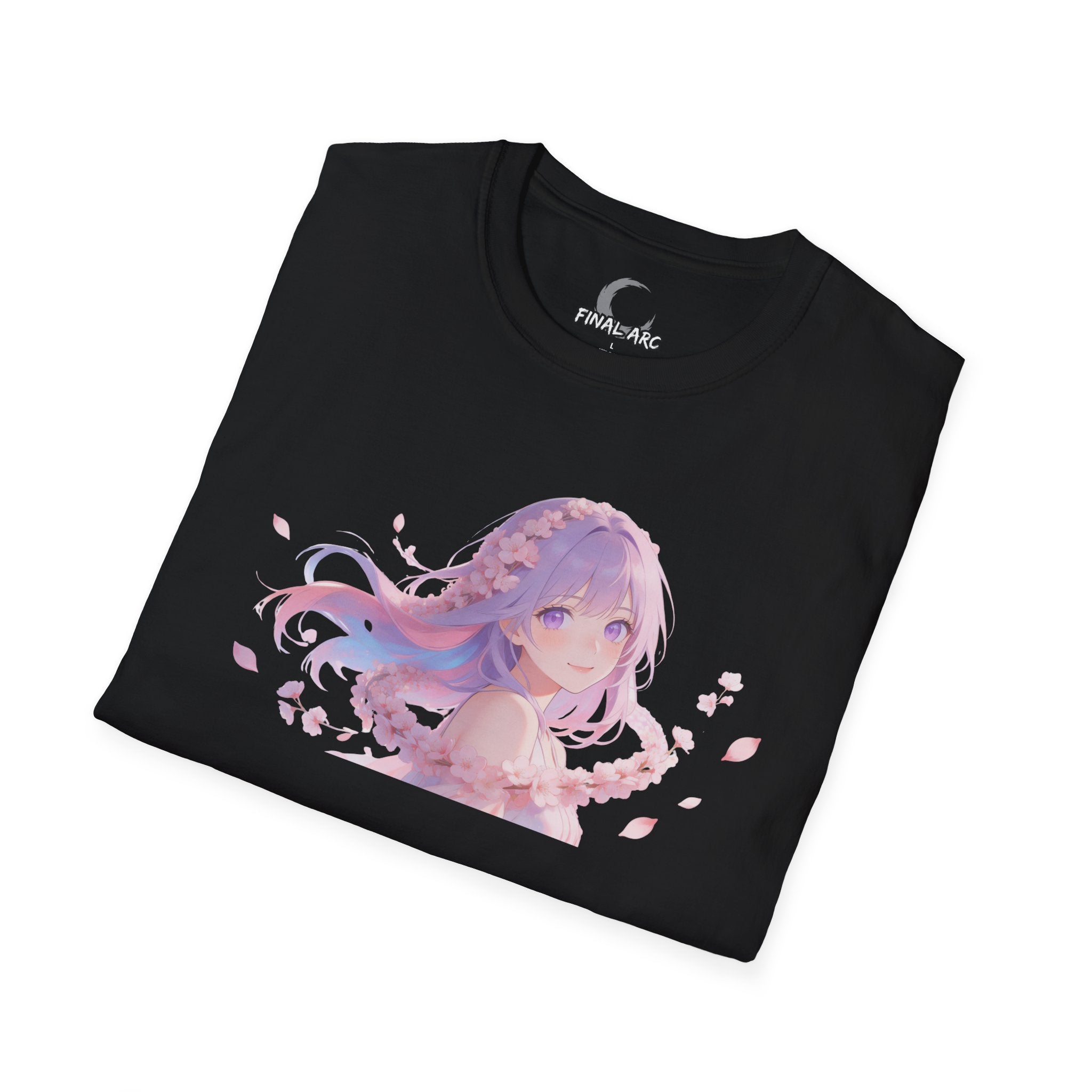Anime Girl Floral Portrait T-Shirt