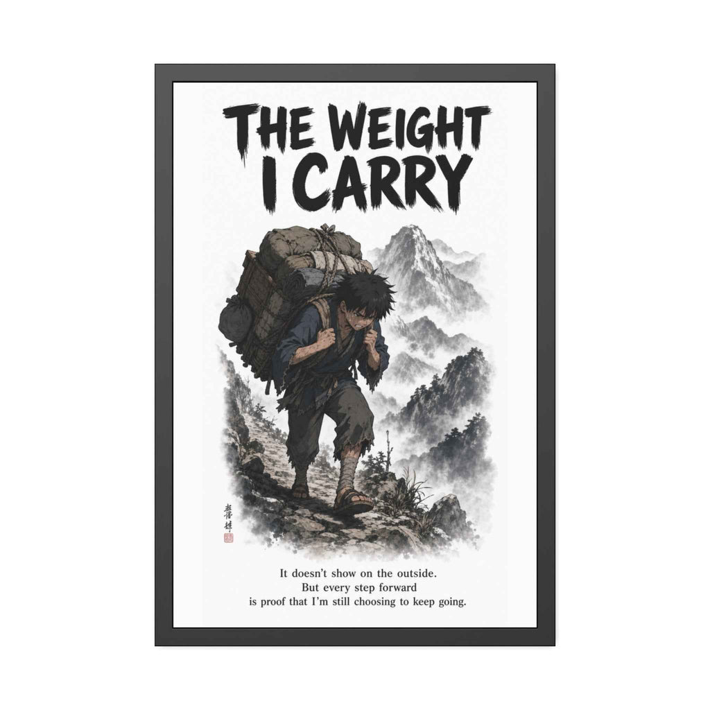 Framed Poster - "The Weight I Carry" Motivational Mountain Art Print
