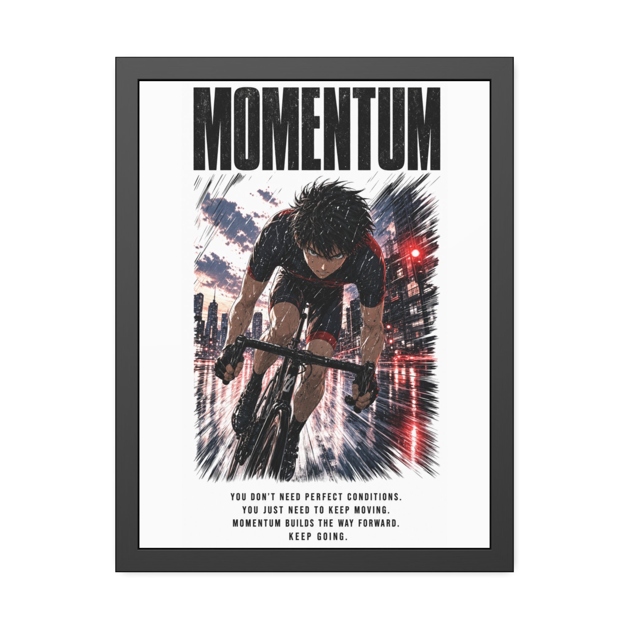 Momentum Cycling Poster — Framed Inspirational Wall Art