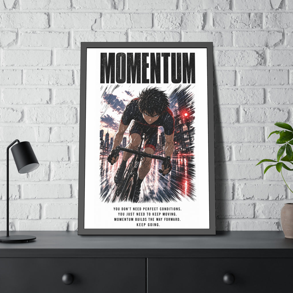 Momentum Cycling Poster — Framed Inspirational Wall Art