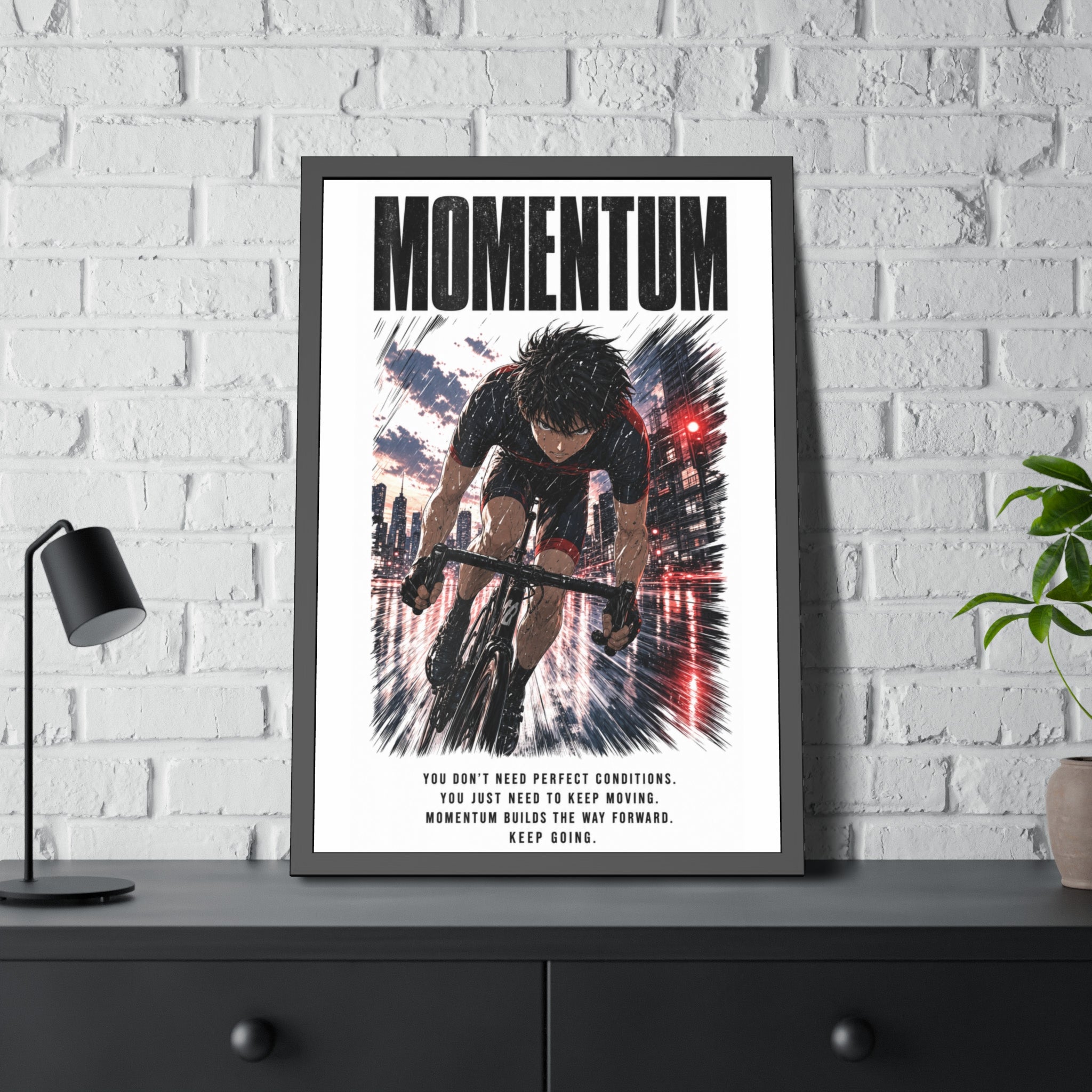 Momentum Cycling Poster — Framed Inspirational Wall Art