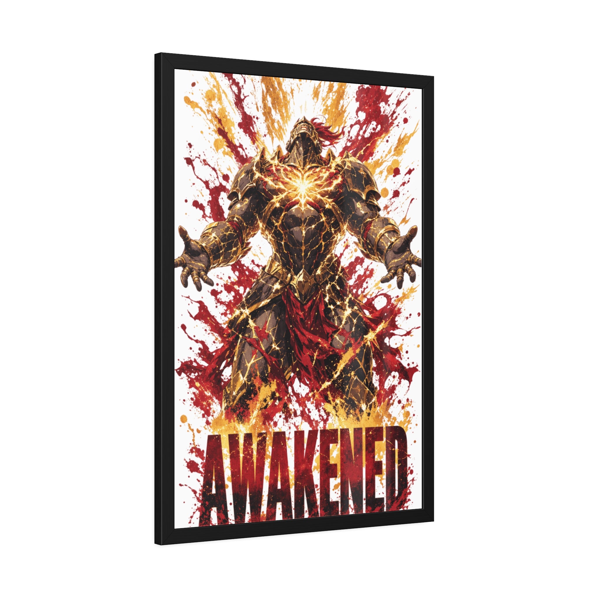 Awakened Fantasy Art Framed Poster — Fiery Hero Wall Print
