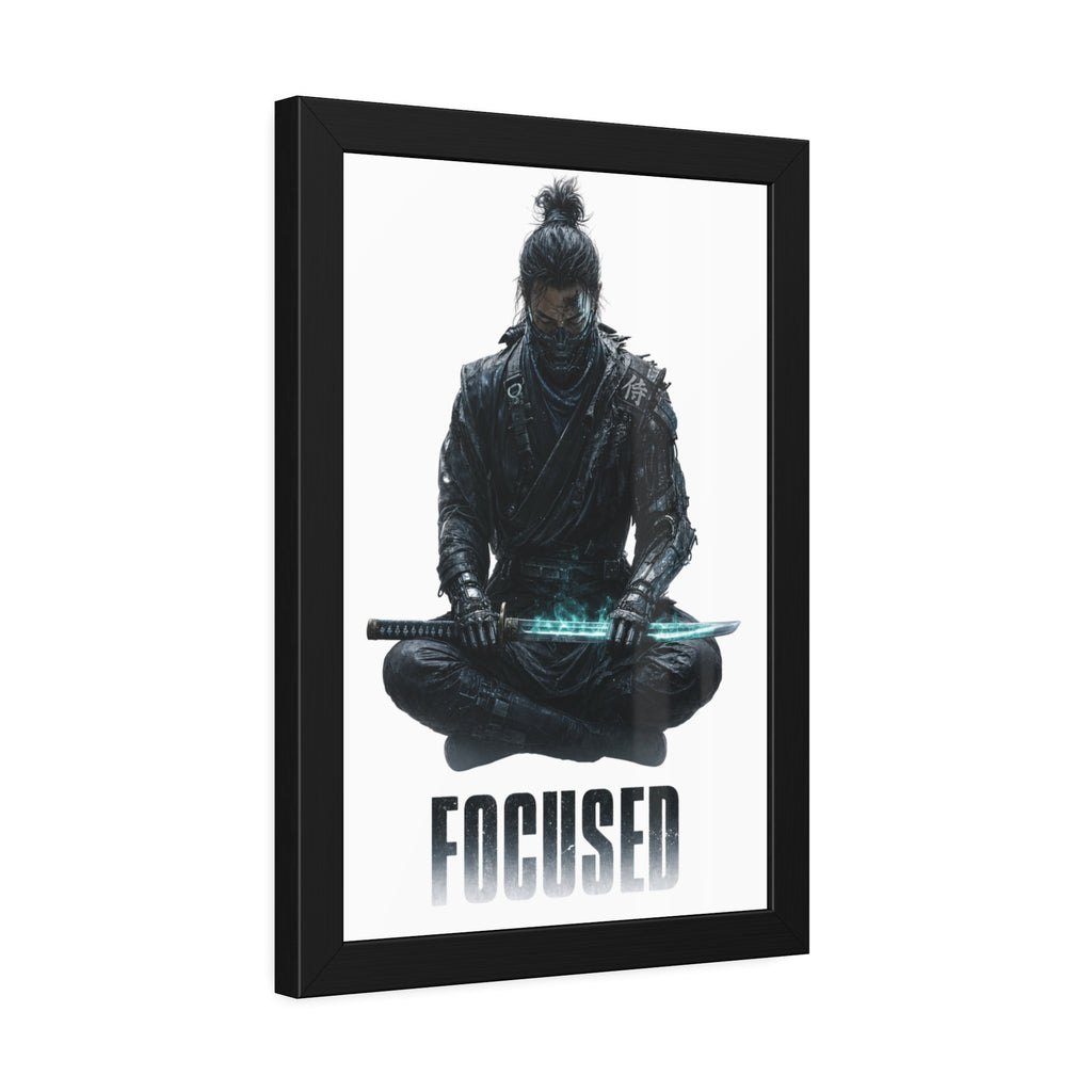Focused Samurai Framed Poster — Motivational Wall Art